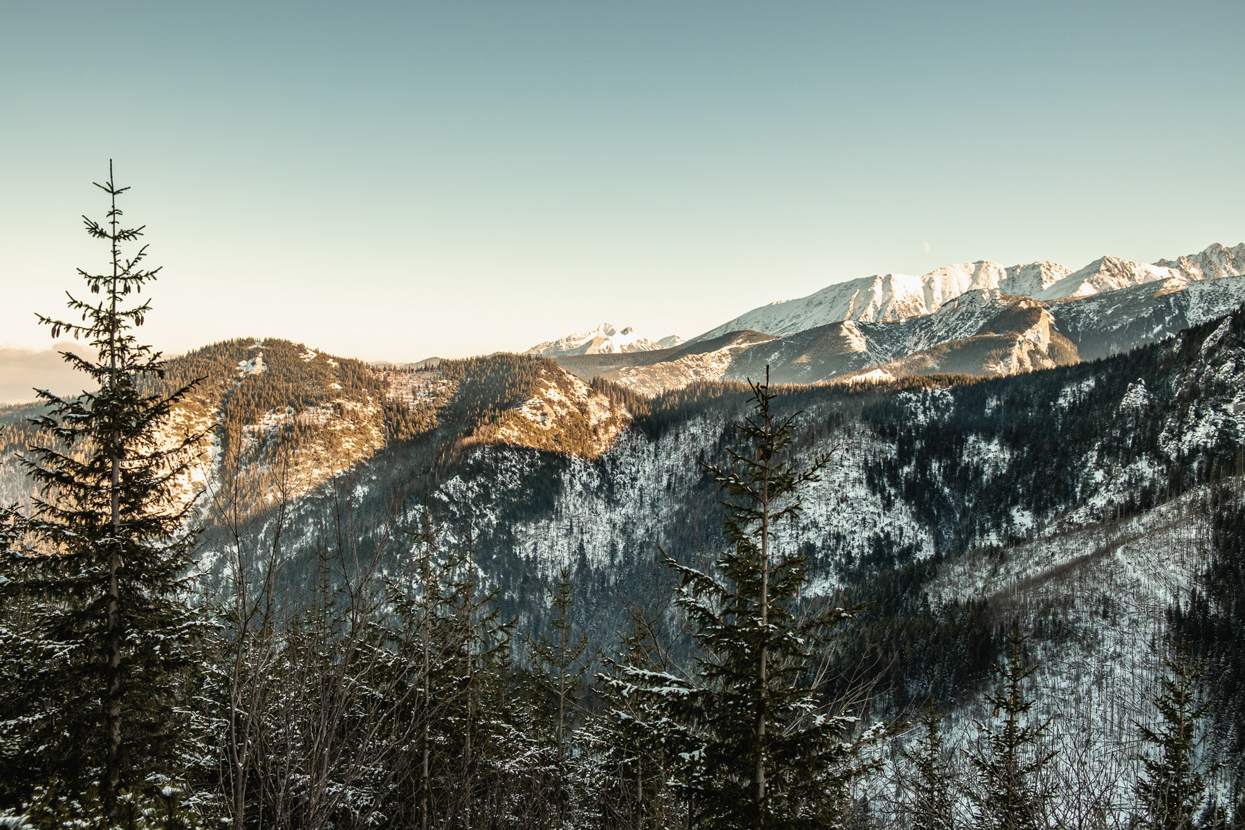 While hiking up to Sarnia Skała one is already treated on great view towards the higher Tatras further east.