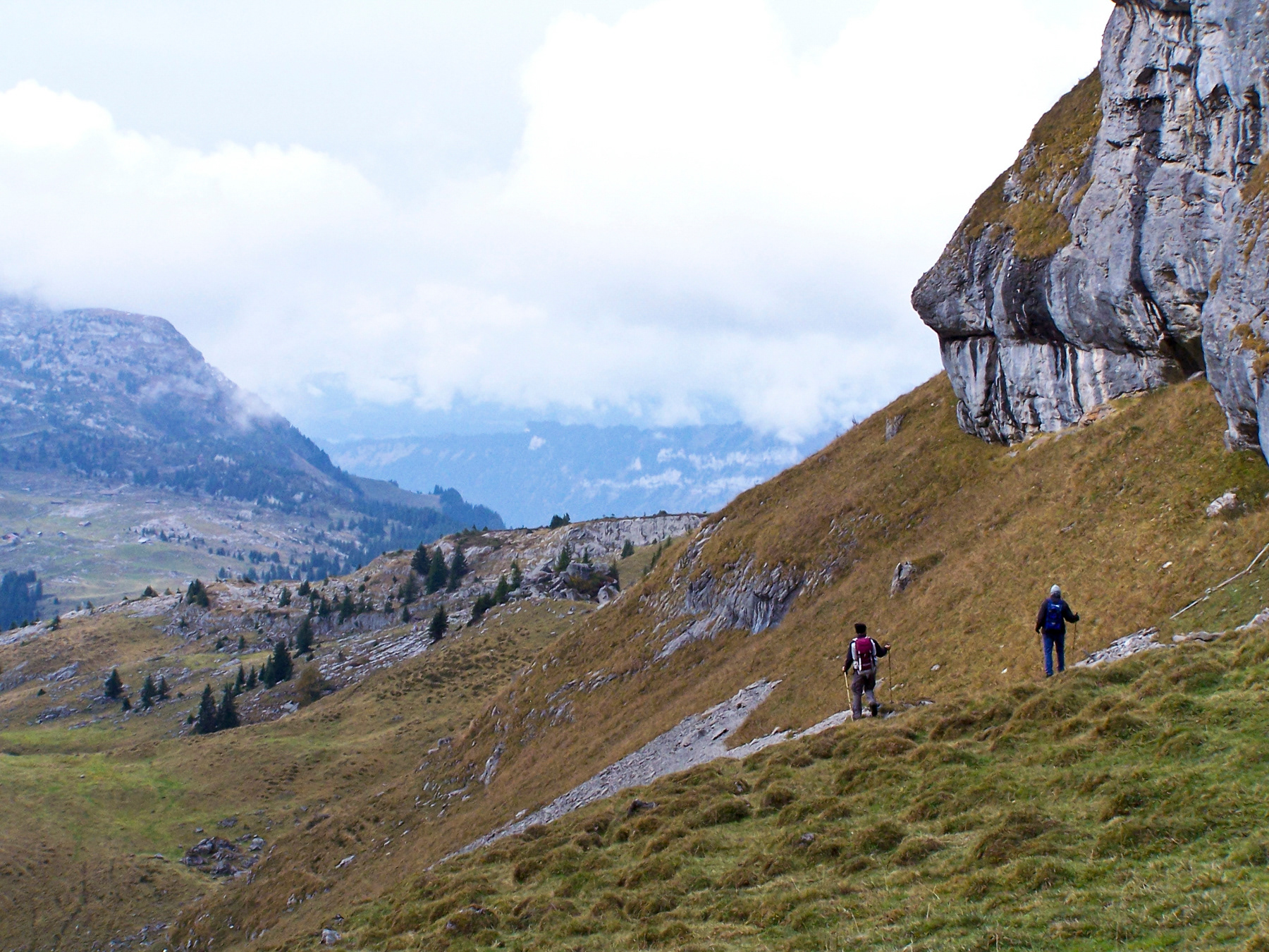 Two hikers somewhere in the Bernese Alps, October 2008.