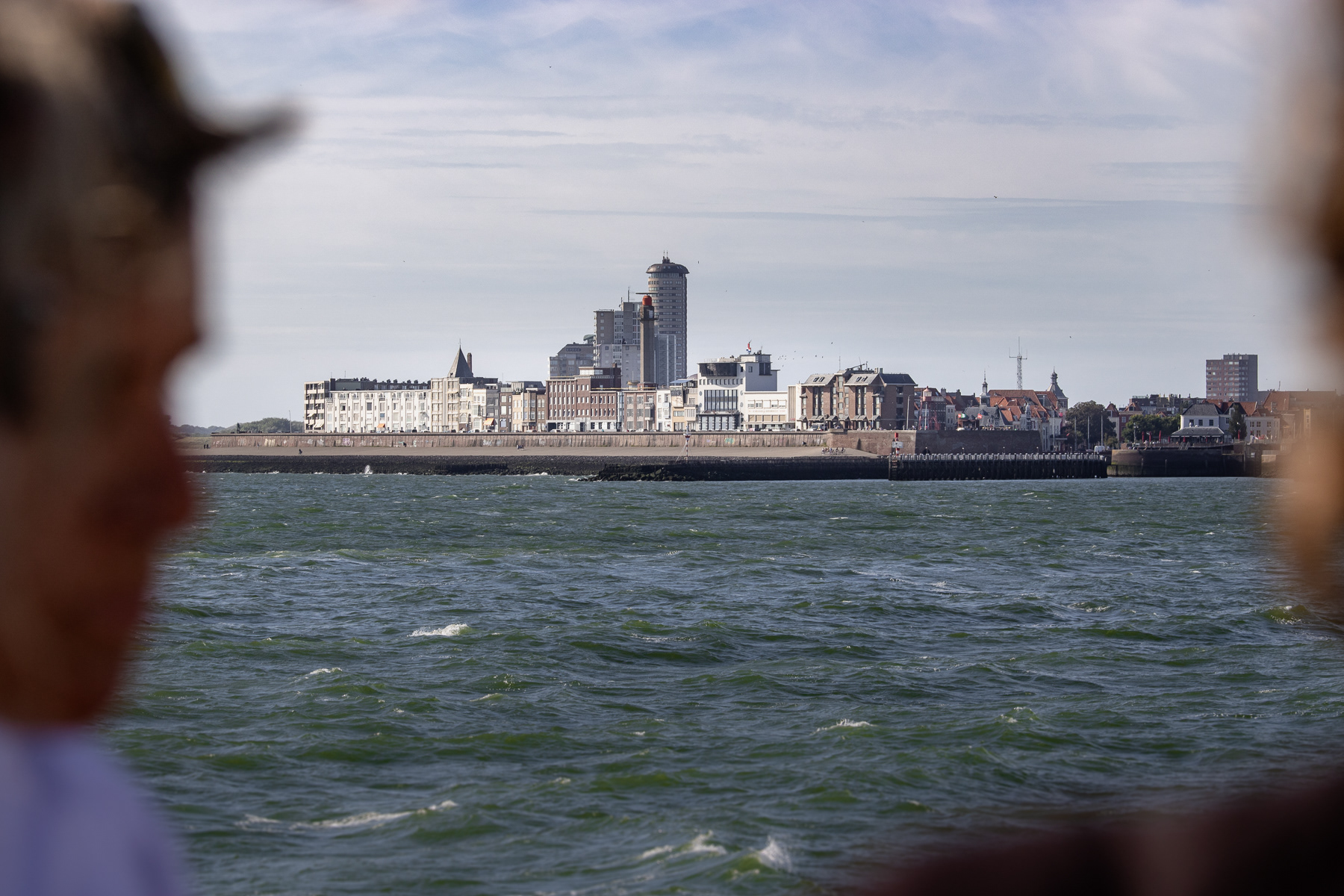 The skyline of Vlissingen seen from a boat on the Westerschelde
