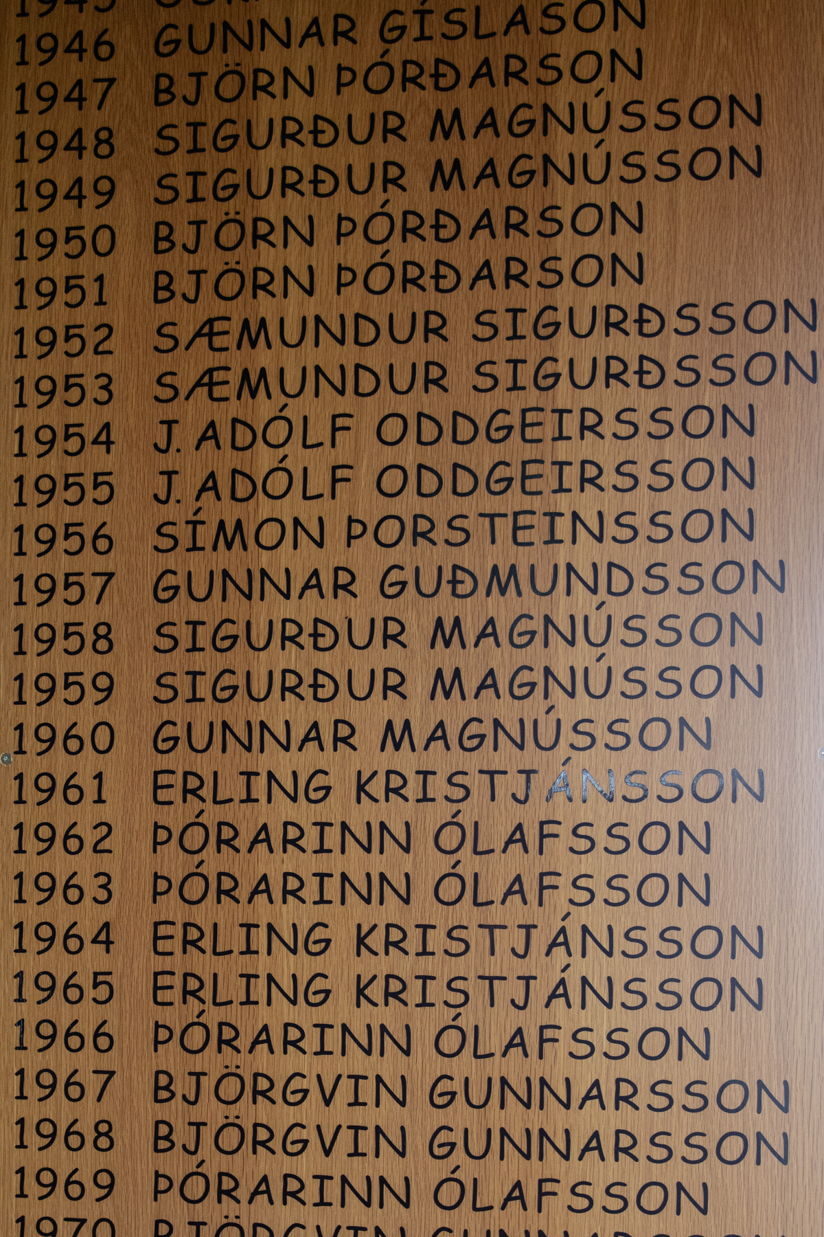 List of names near the door shows a long history of the Grindavik harbour.