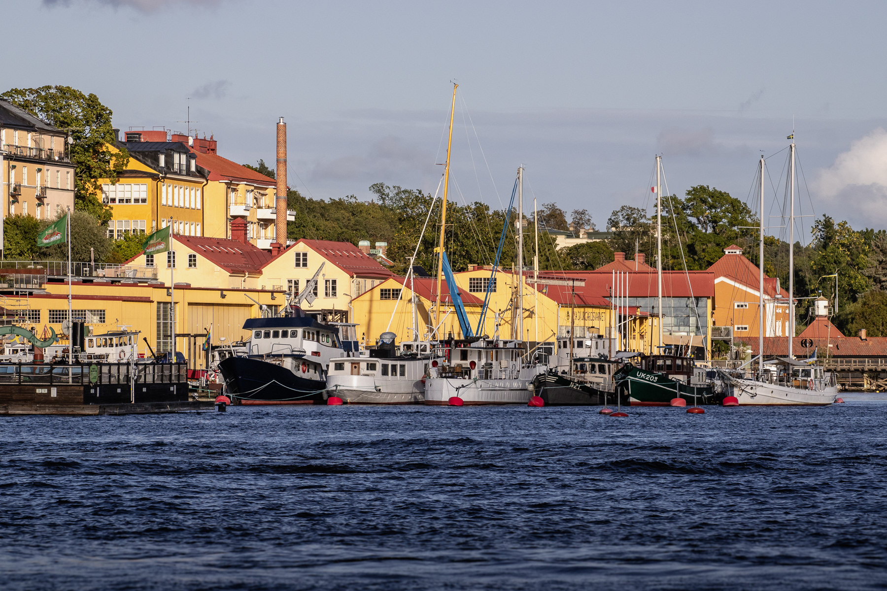 The waters of Gröna Lund, with the shipyard island of Beckholmen, September 2025.