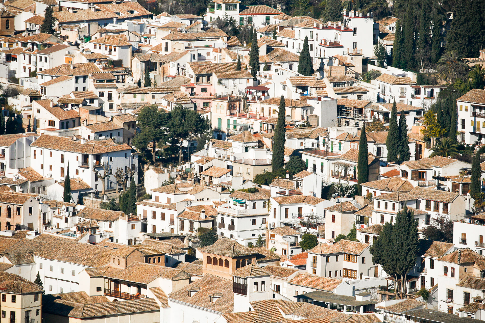 The Albaicín neighbourhood of white houses, February 2018