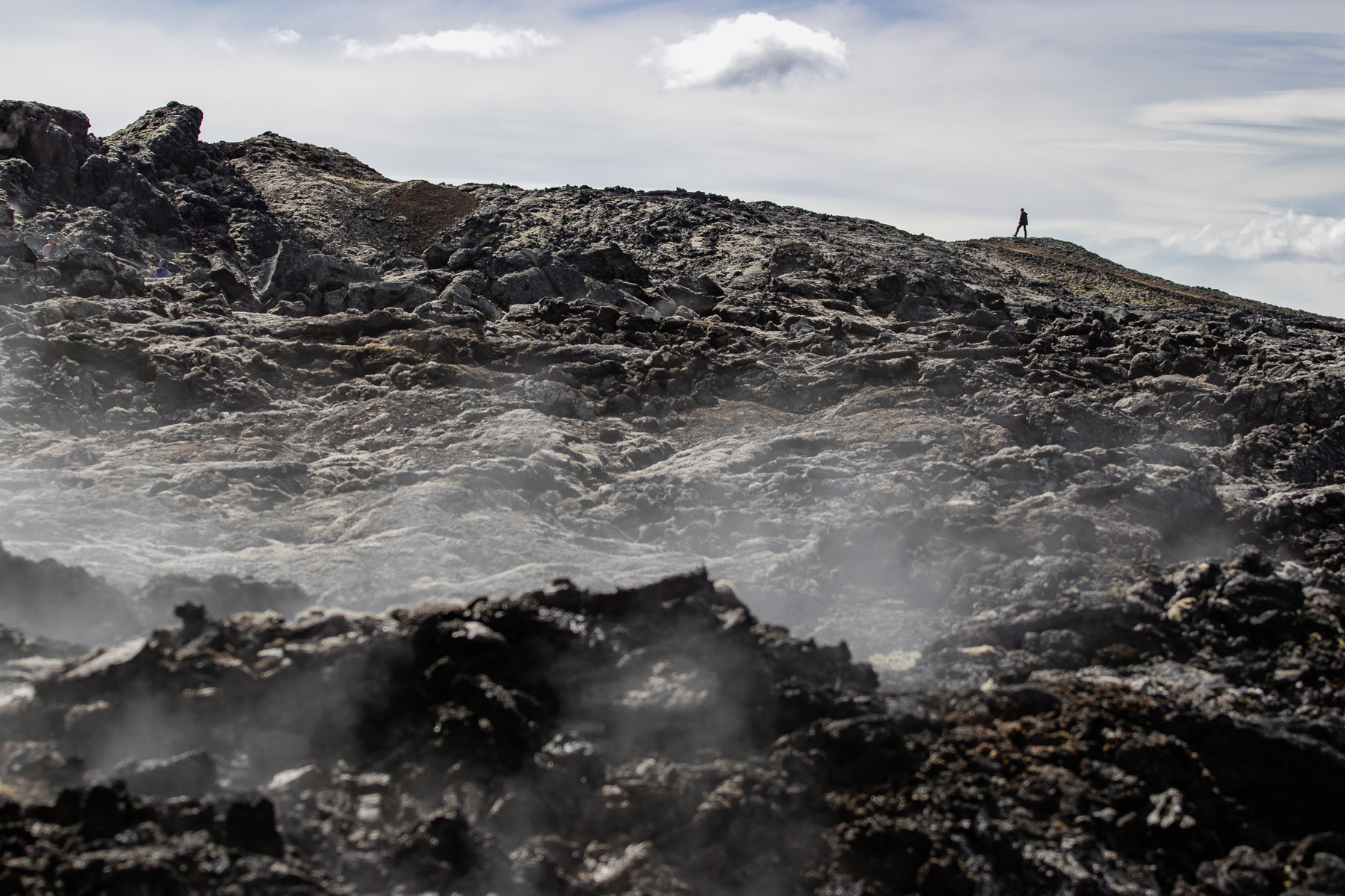 Steaming vents inside the One of the lower hills inside the Leirhnjúkur crater.