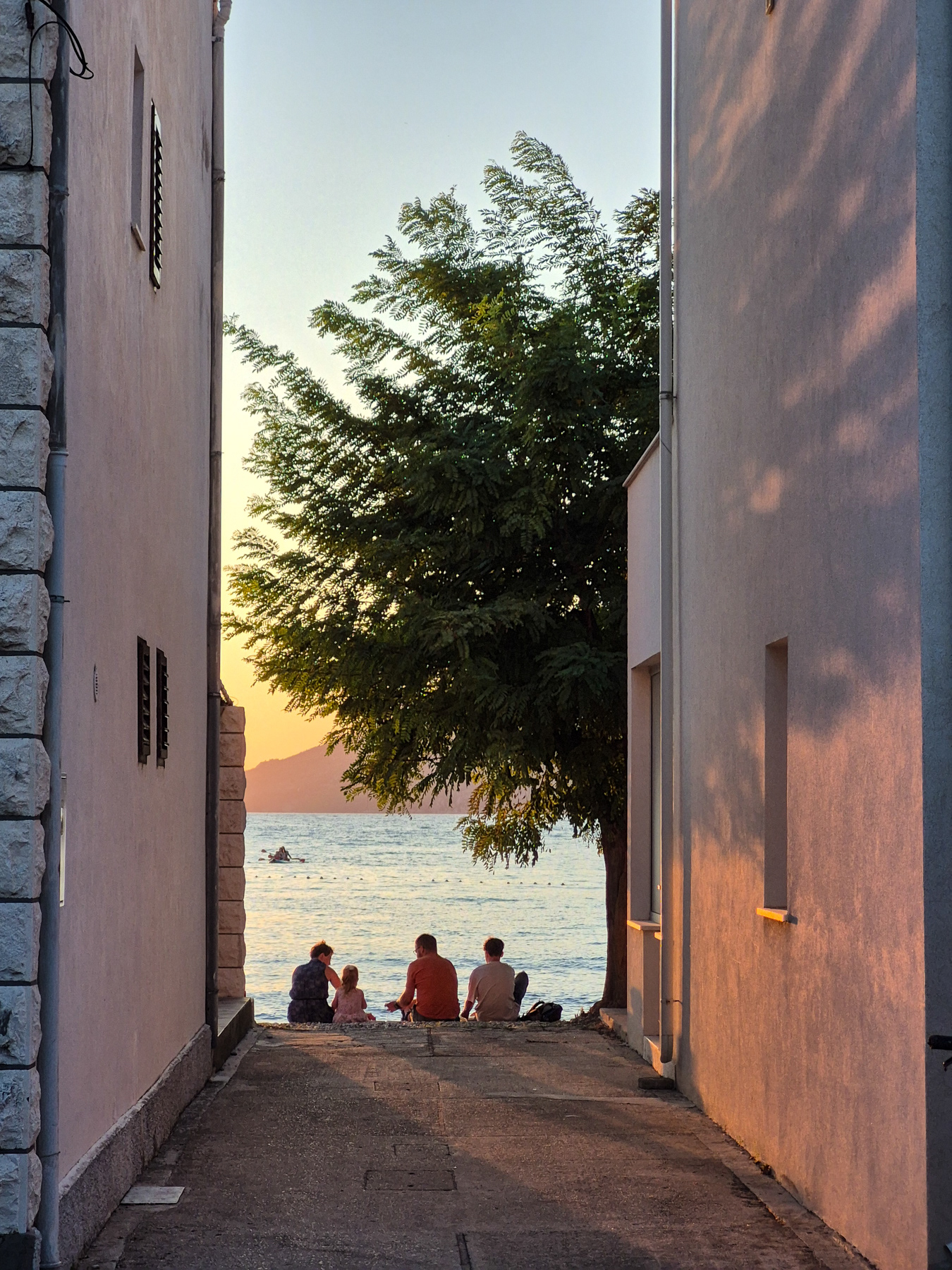 Family moment for sunset.