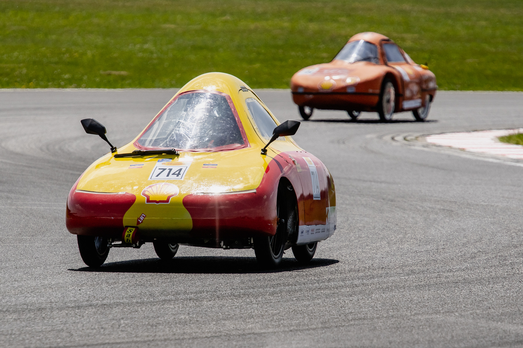 Two urban concept cars at the Shell Eco-marathon at the Silesian Ring in Poland, 14 June 2025