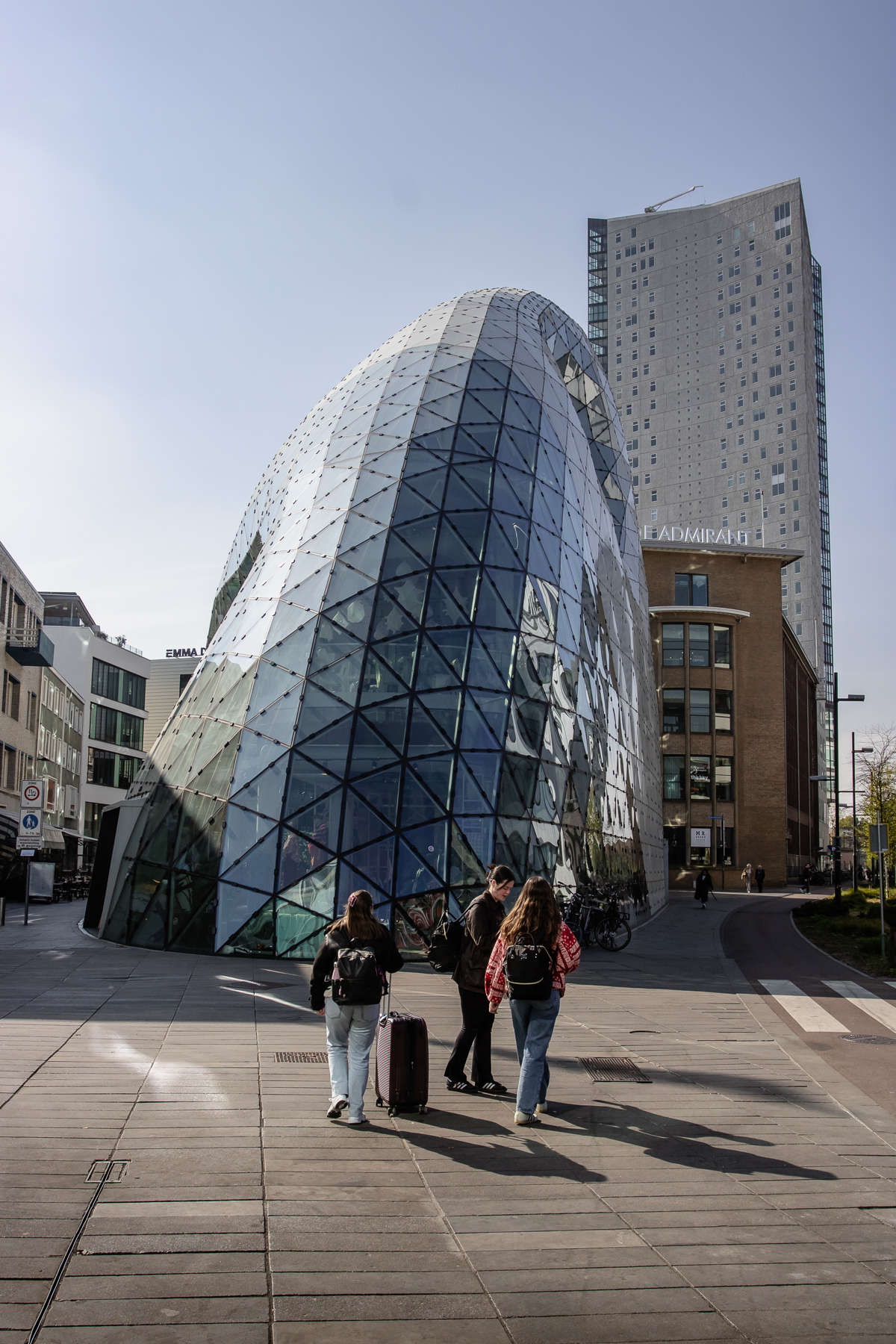 The BLOB, eye-catching glass architecture housing a furniture and lifestyle shop.