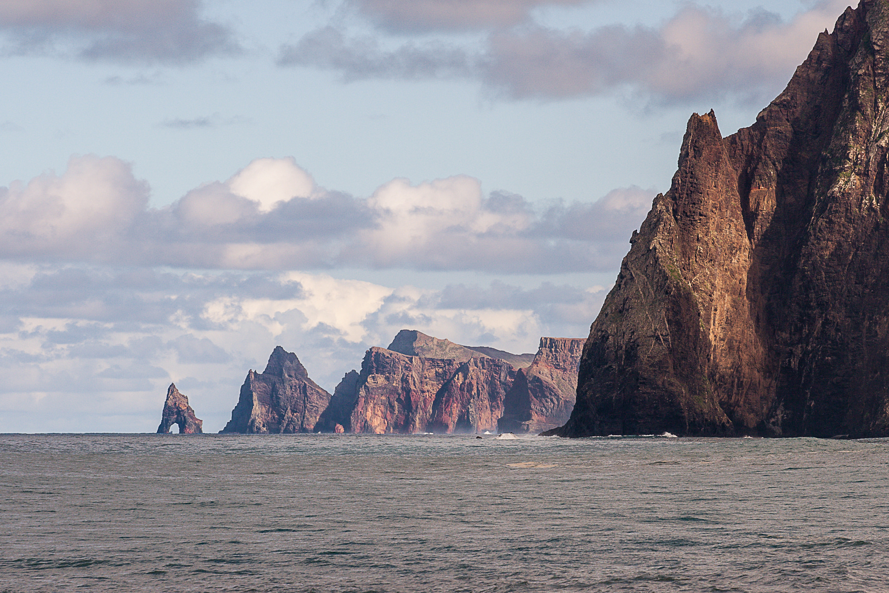 Long distance view at the nothern coast towards Ponta do Bode, Madeira
