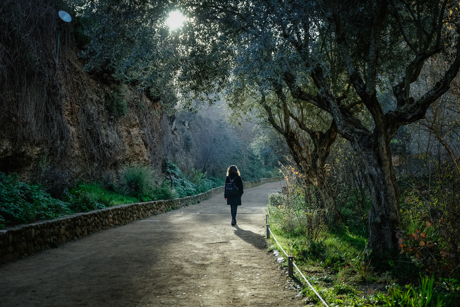 Walking uphill from the old town towards the Alhambra