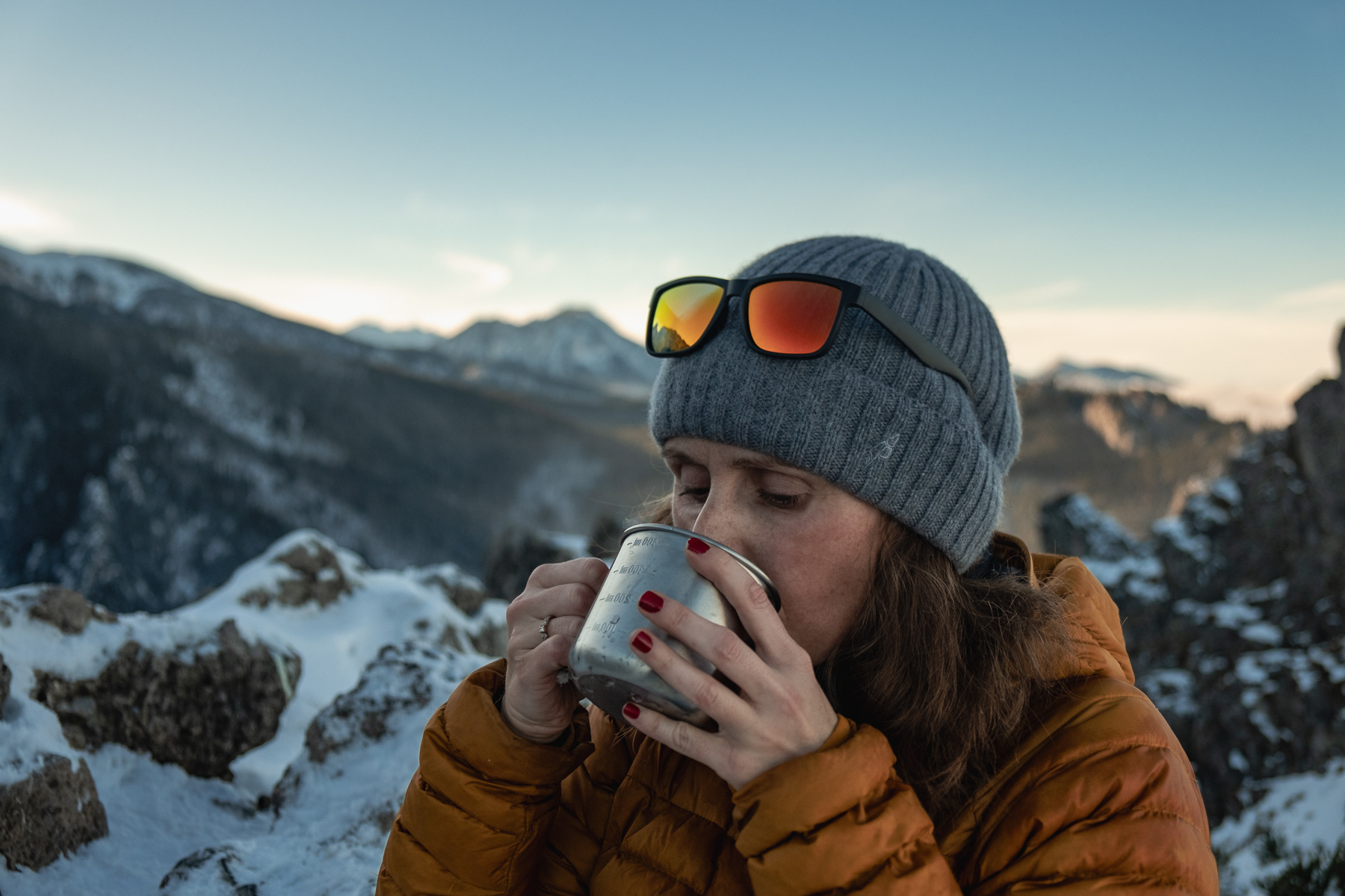Taking a drinking break on top of Sarnia Skała.