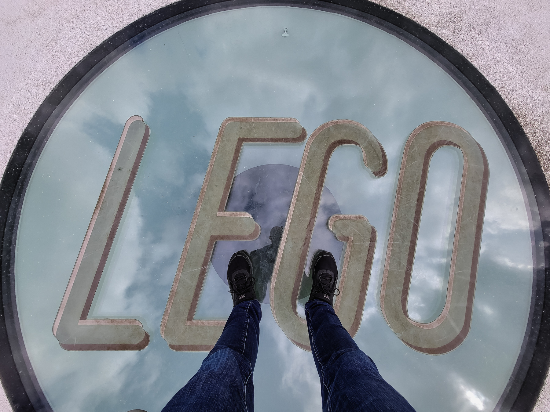 On the rooftop of the Lego House.