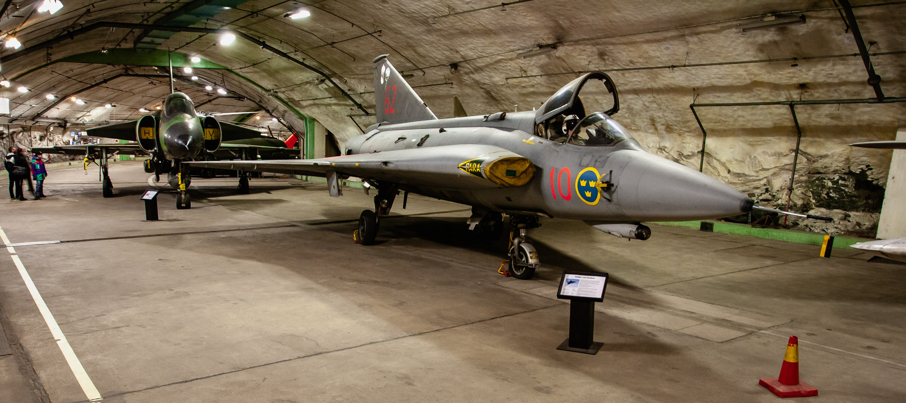 Aeroseum, Göteborg-Save, Sweden. Aeroseum, Göteborg-Save, Sweden. Saab J 35J Draken that served with 10 Wing at Angelholm. Behind it a Saab J 37 Viggen.