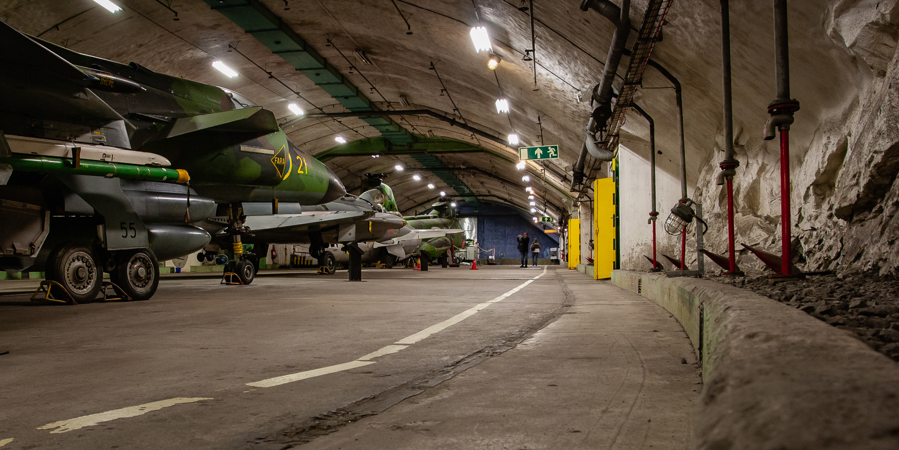 Insdie the Aeroseum, with a Saab J 37 Viggen closest to the camera.