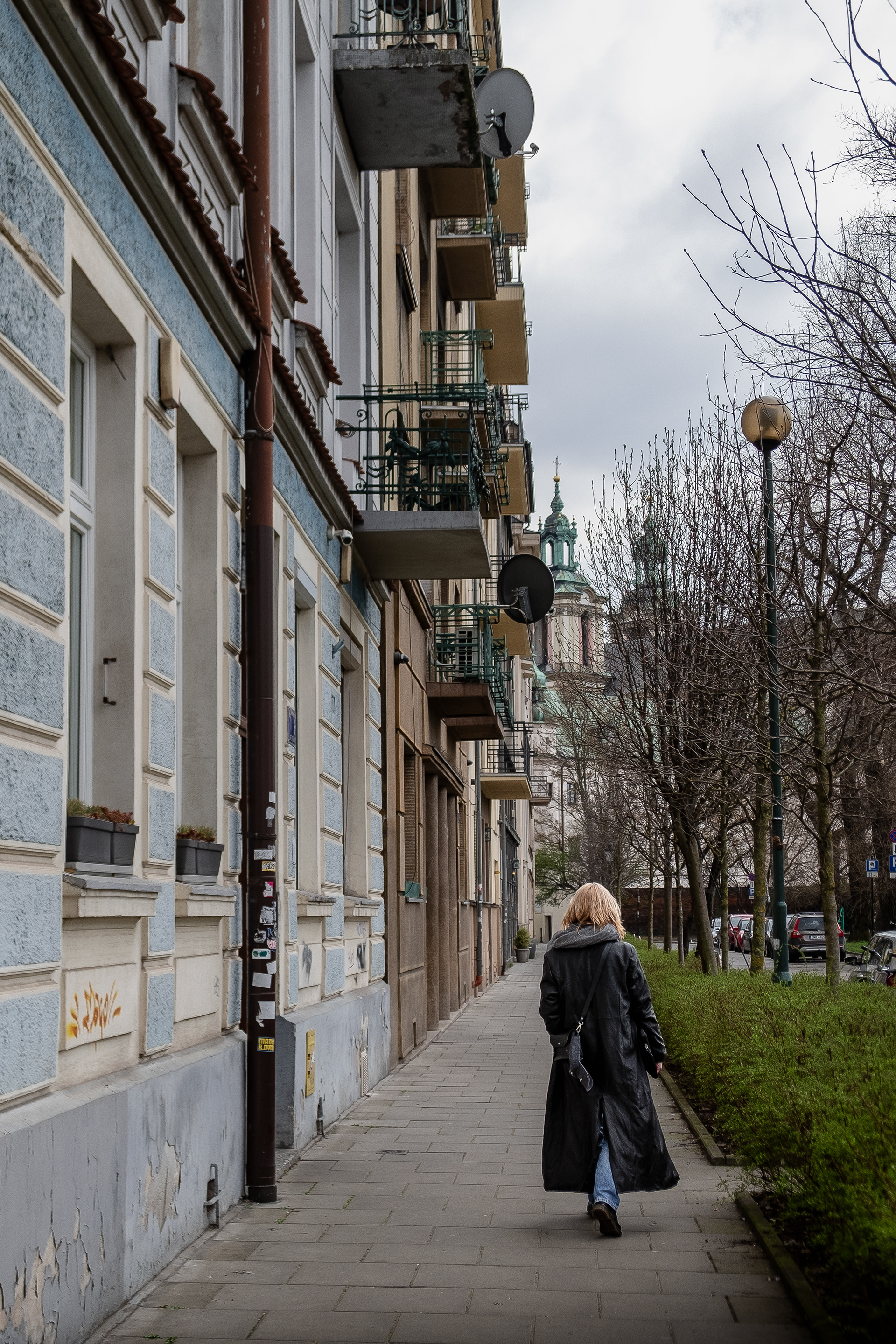 Świętego Stanisława street with the Basilica of St. Michael the Archangel in the background.