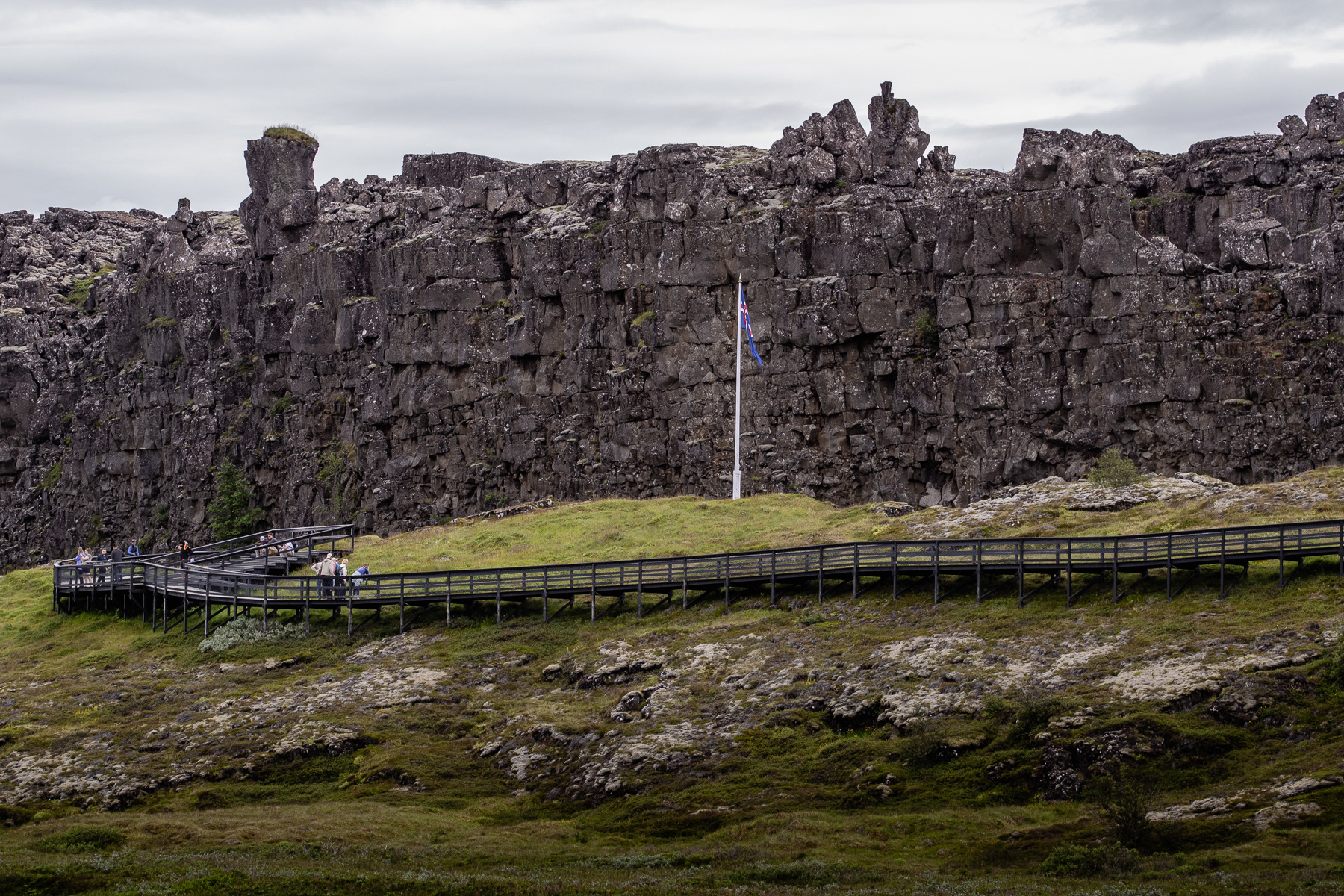 The flagpole marks the location of the historic the Alþingi (The Althing), Iceland's first parliament.