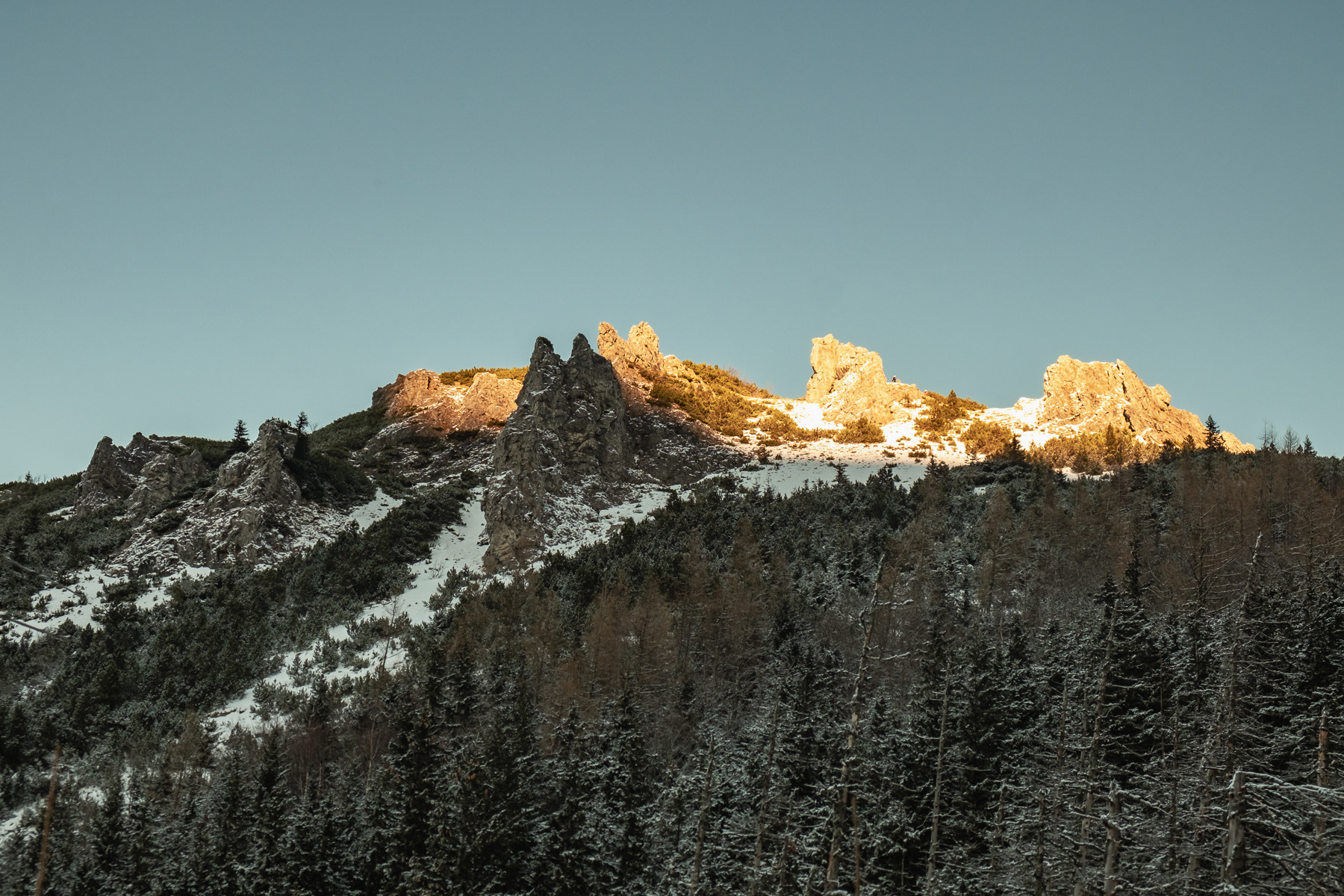 Sarnia Skała sticks out like a pointy crown.