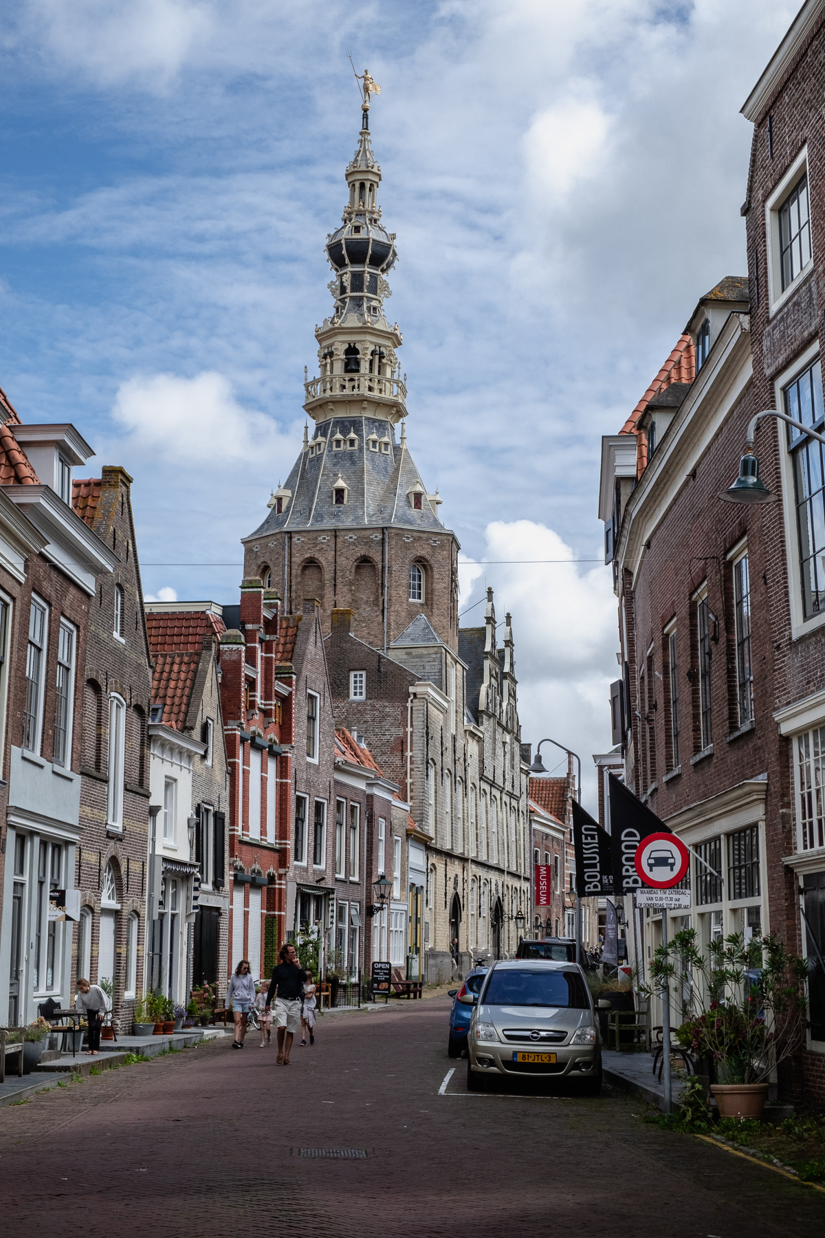 The historic city hall tower, August 2023.