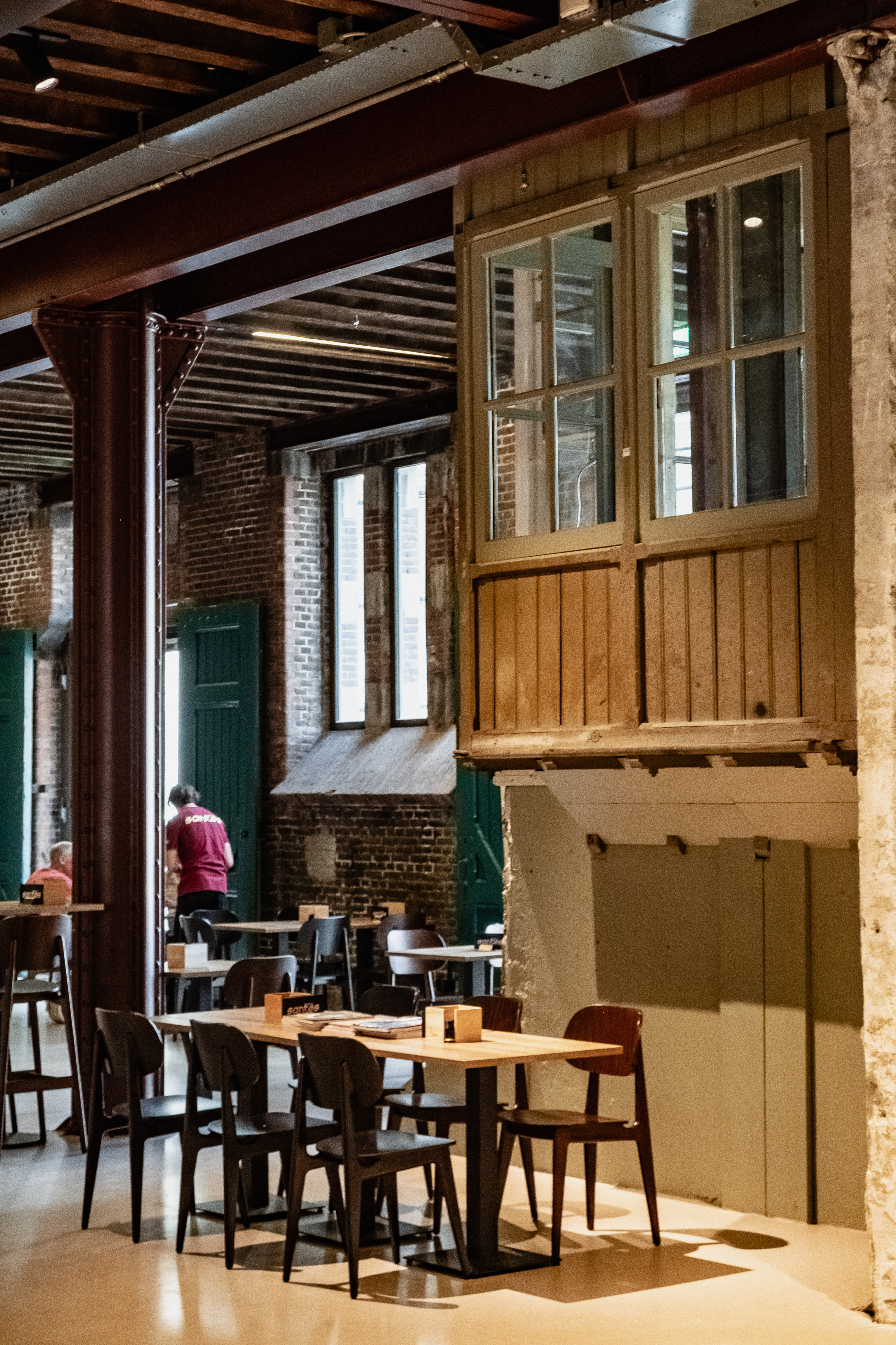 The café on the bottom floor.