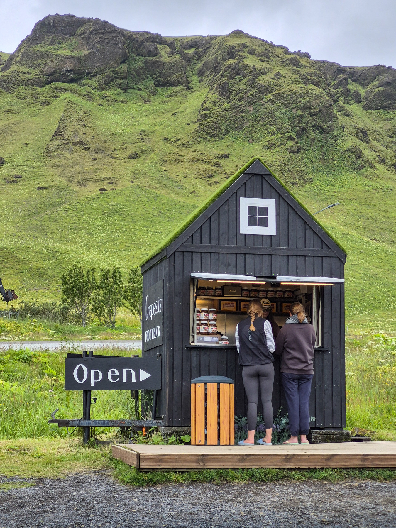 A local famous crepes with hazelnut cream kiosk in Vik.