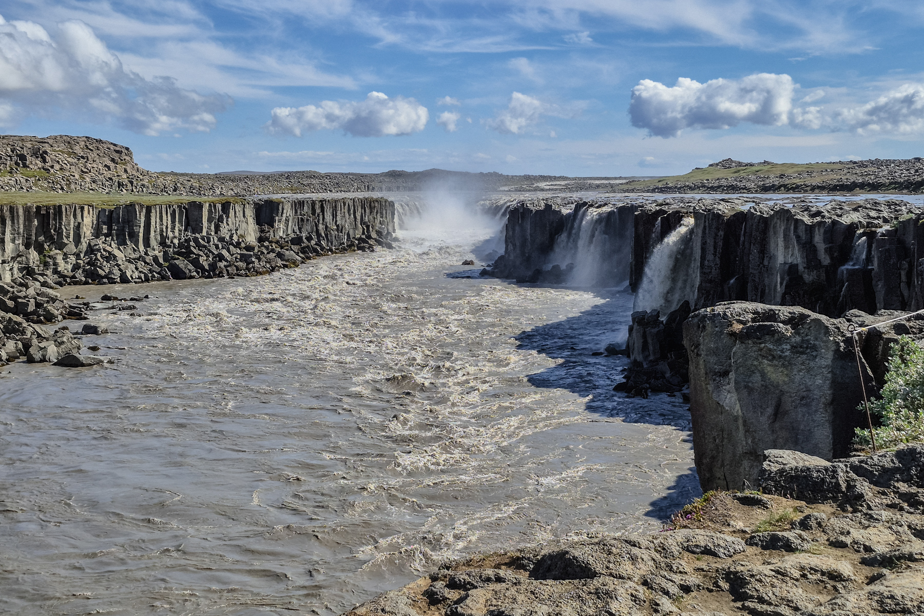 The Selfoss waterfall is just a short hike away from Dettifoss.