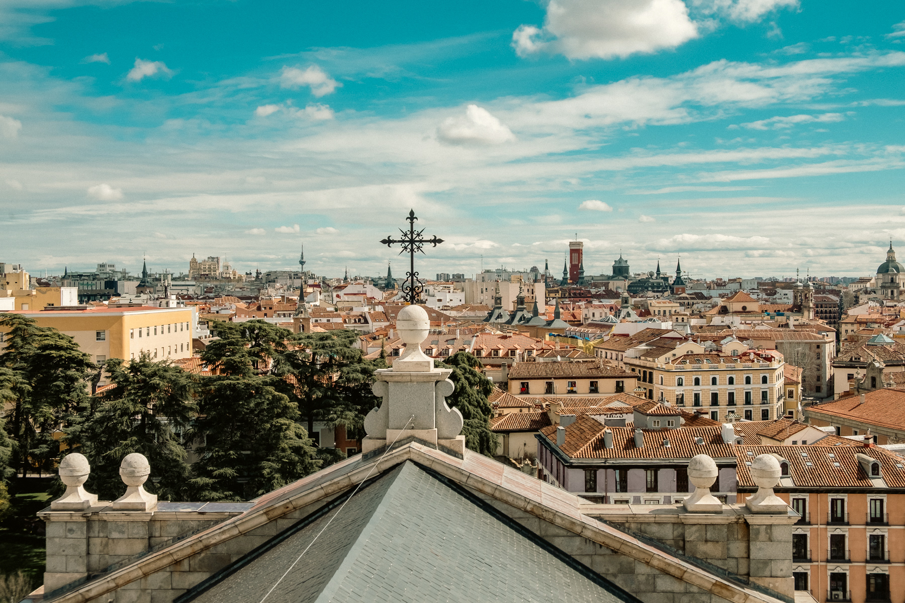 View at the centre of Madrid from the roof of the Catedral de Santa María la Real de la Almudena