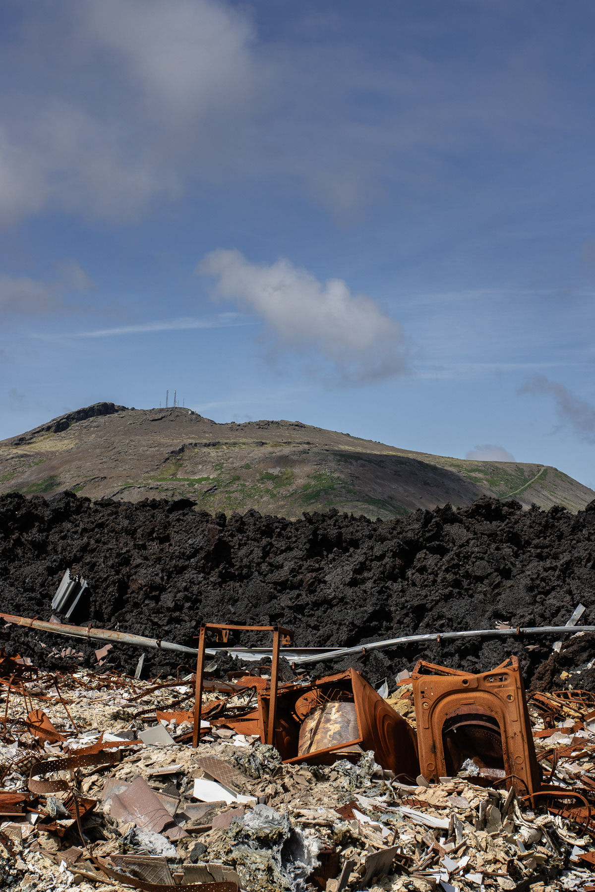 Remains of a villa burned down when it was touched by lava.