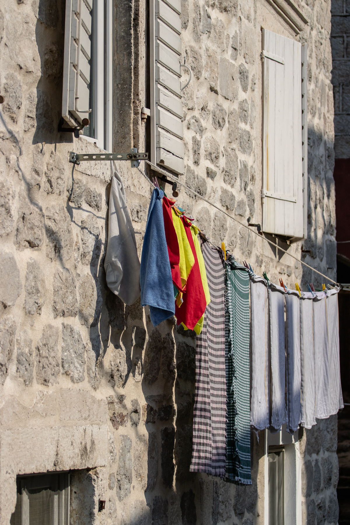 Laundry hanging to dry.