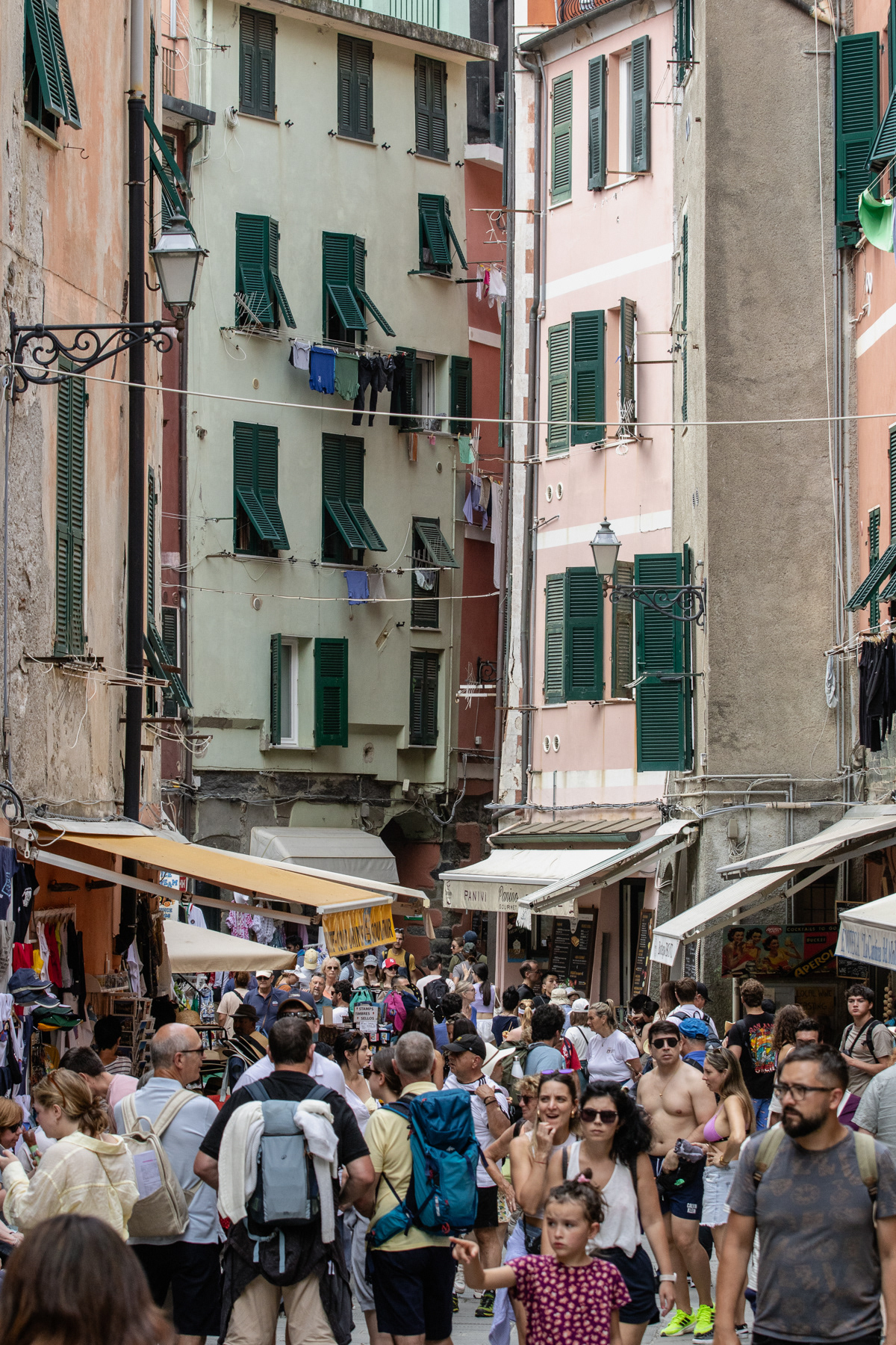 The busy main street of Vernazza.