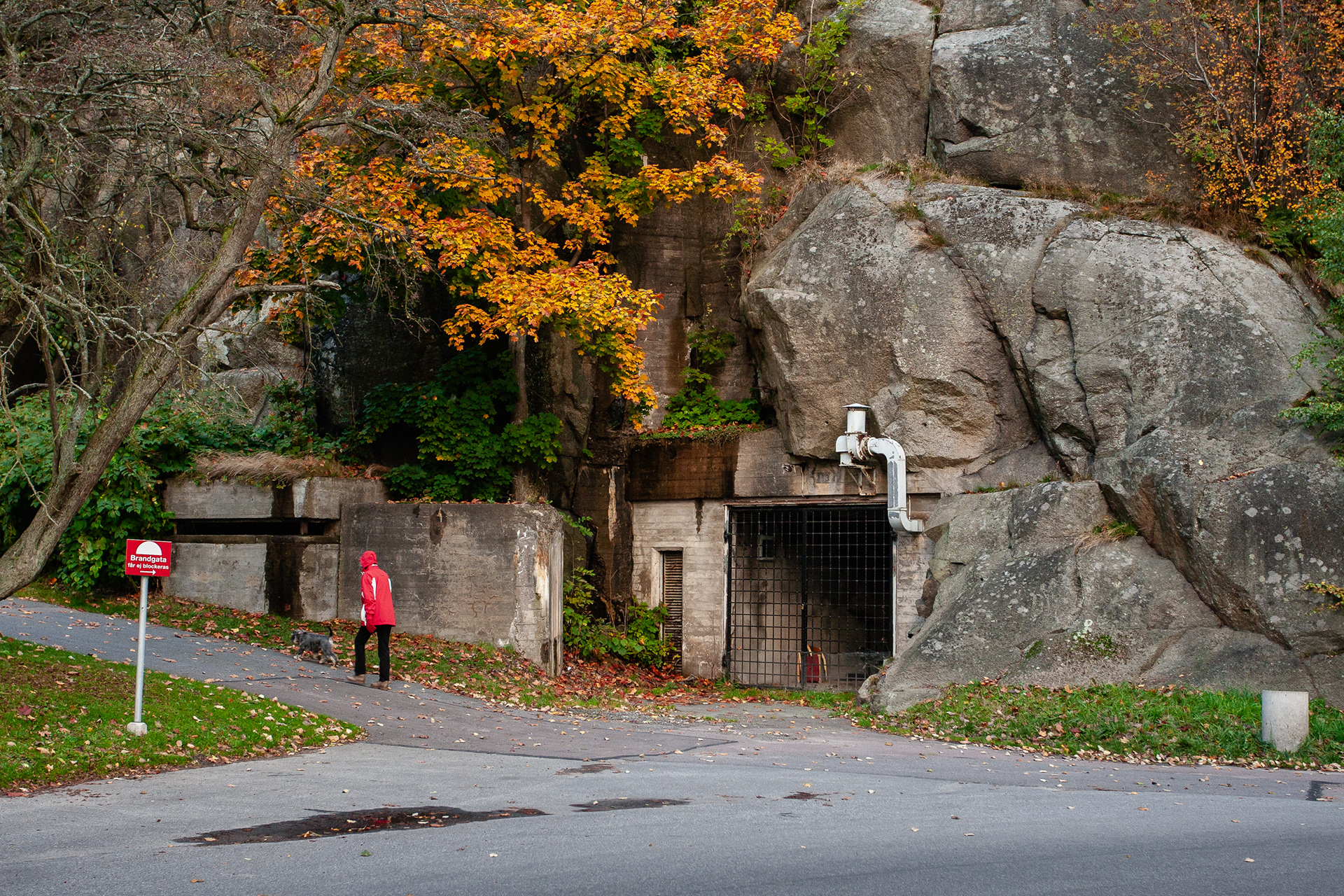 Entrance to a bunker inside the rocks, Nya Varvet, Gothenburg.
