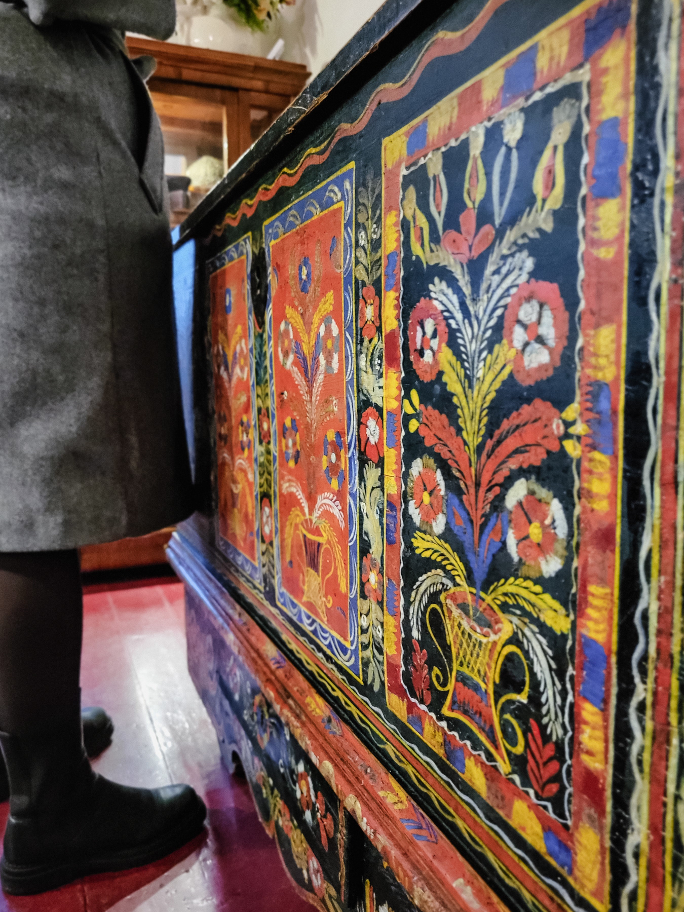 Colourful chest in an adjacent room.