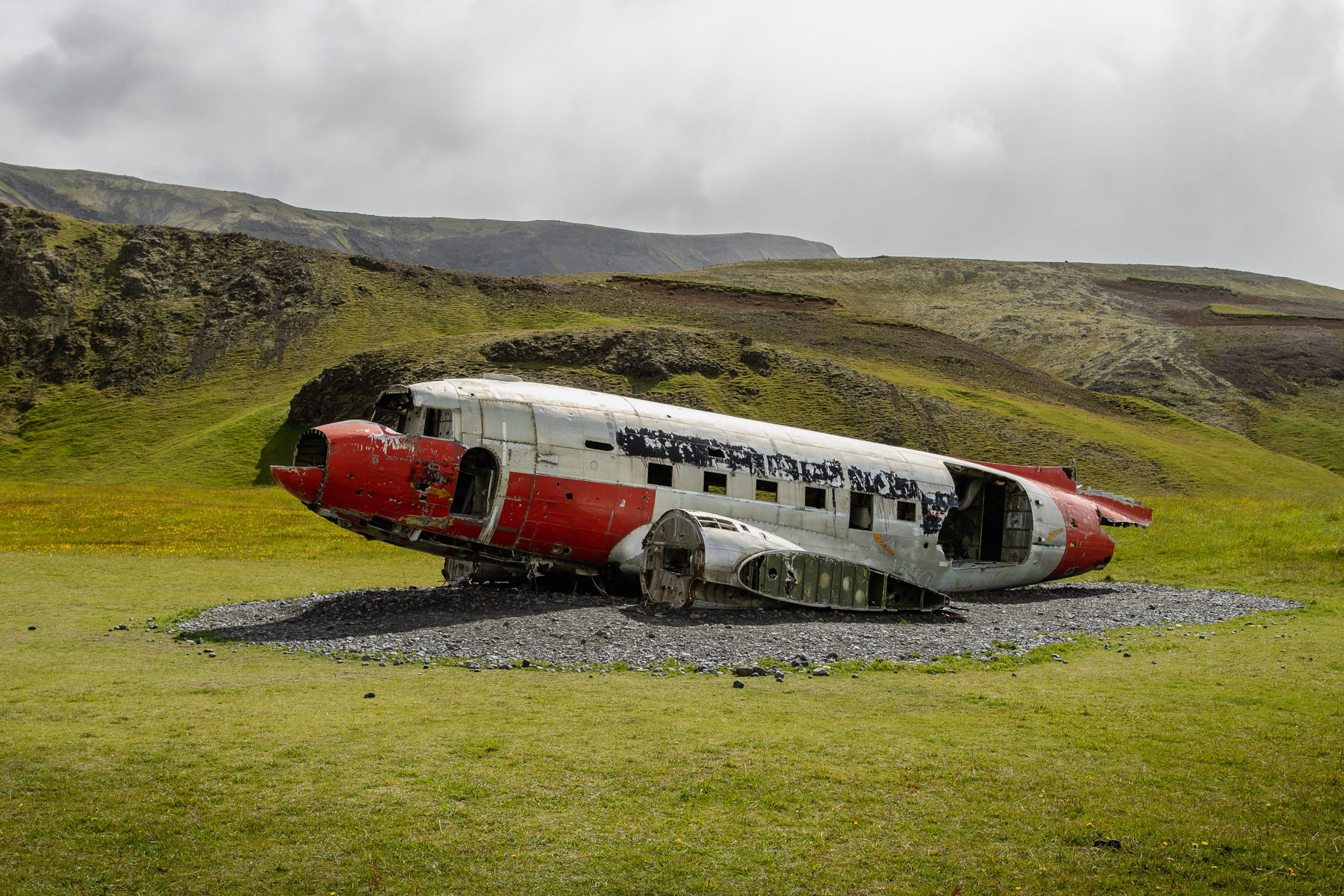 DC-3 plane wreck at Eyvindarholt. Hvolsvöllur, Suðurland, Iceland
