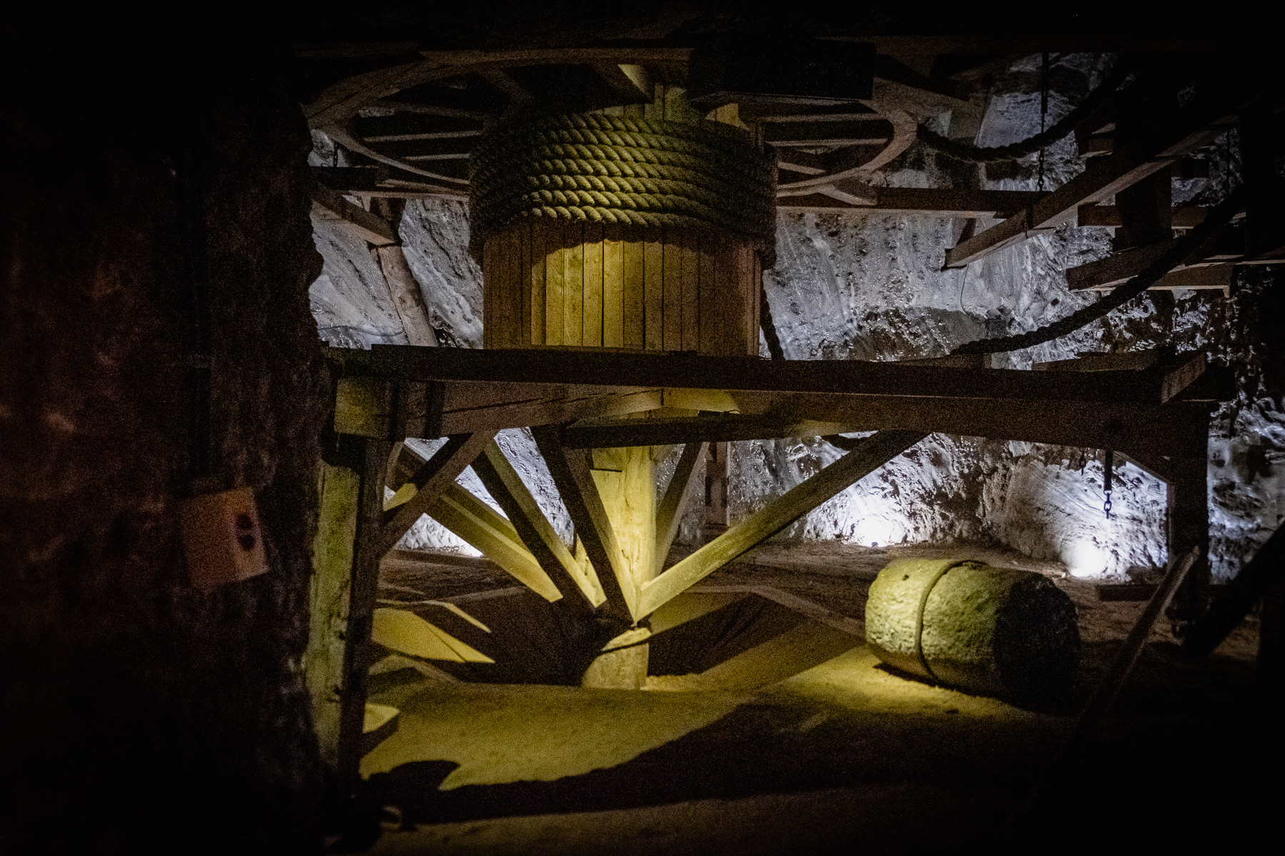 A mill in the mine to power machinery, horses were used to make the go-around.