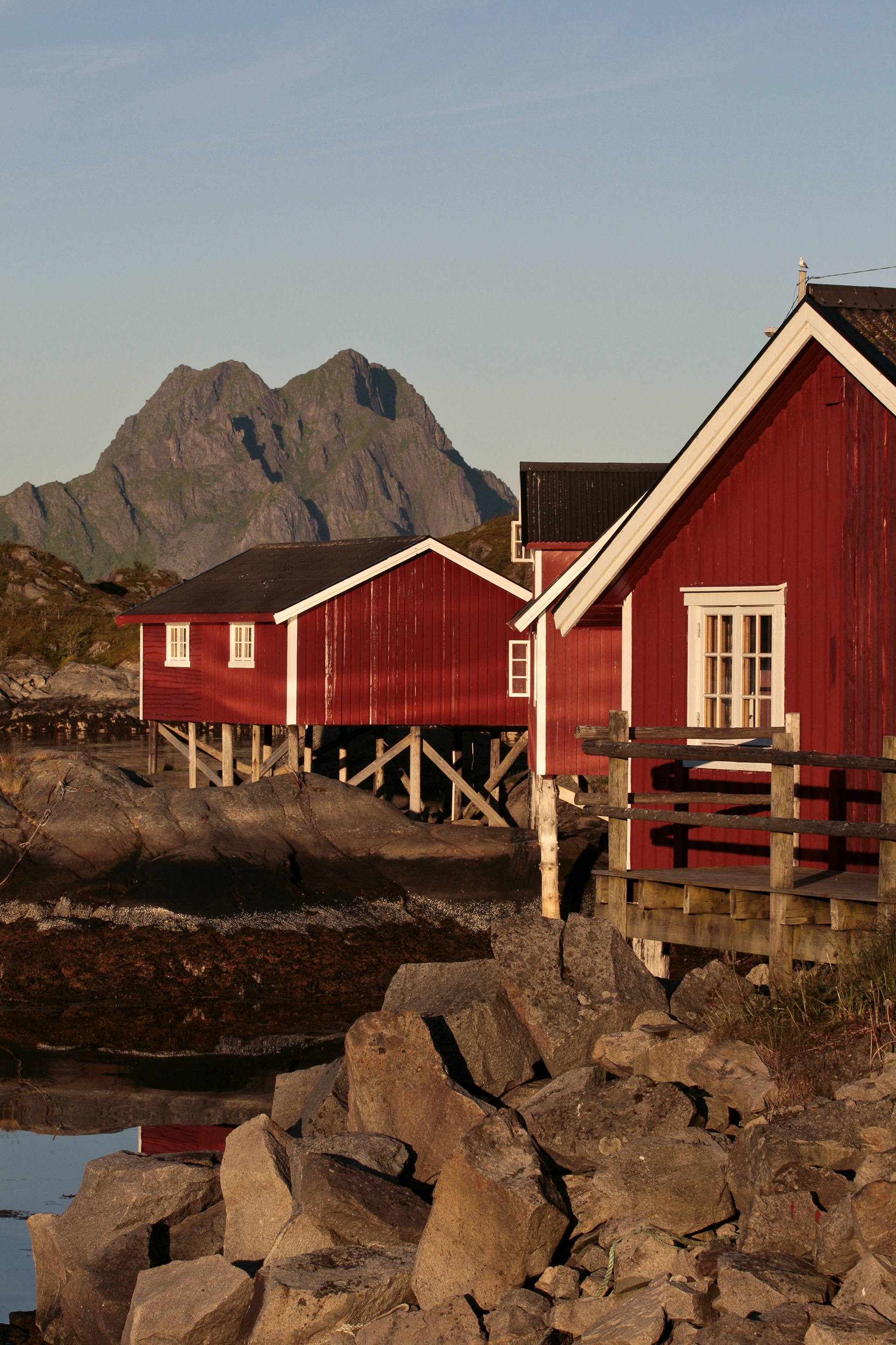 Close up of the fishermen houses in Svolvaer.
