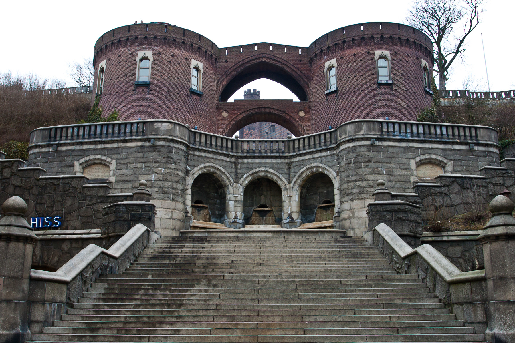 King Oscar IInd Terrace steps finished in 1980, to get from downtown to the city park 40 metres (130 feet) higher.