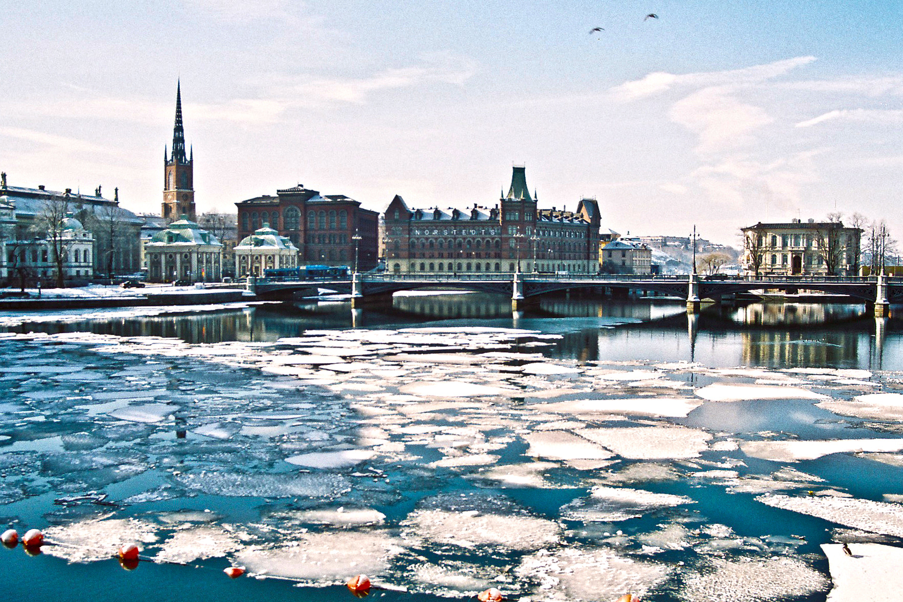 A winterly shot of Riddarholmen and the Norstedts publishing company in 2003.