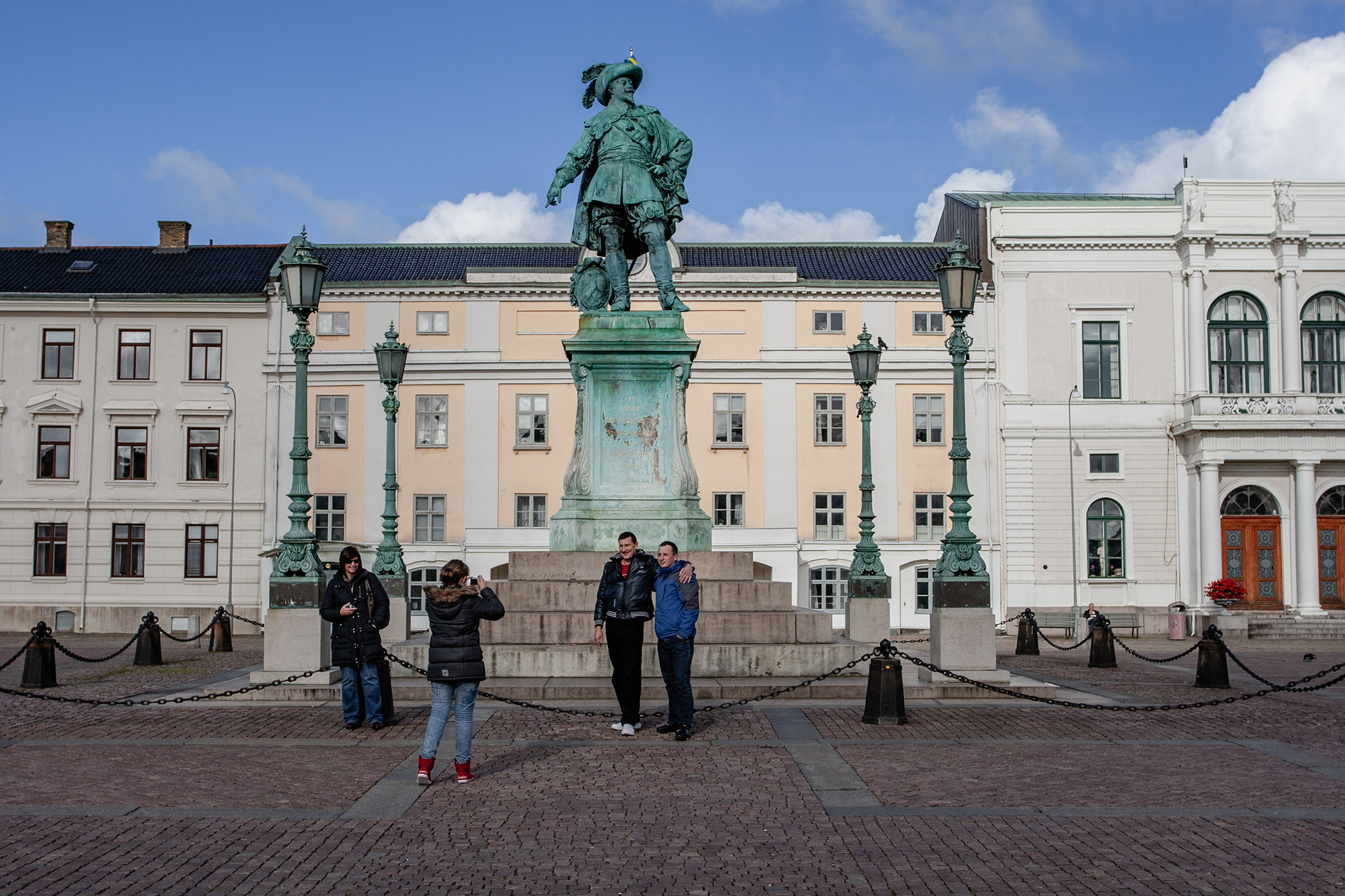King Gustav II Adolf continues to watch over Gothenburg in bronze from what was formerly called Stora Torg. Gothenburg was built on his orders. Photo taken in October 2012.