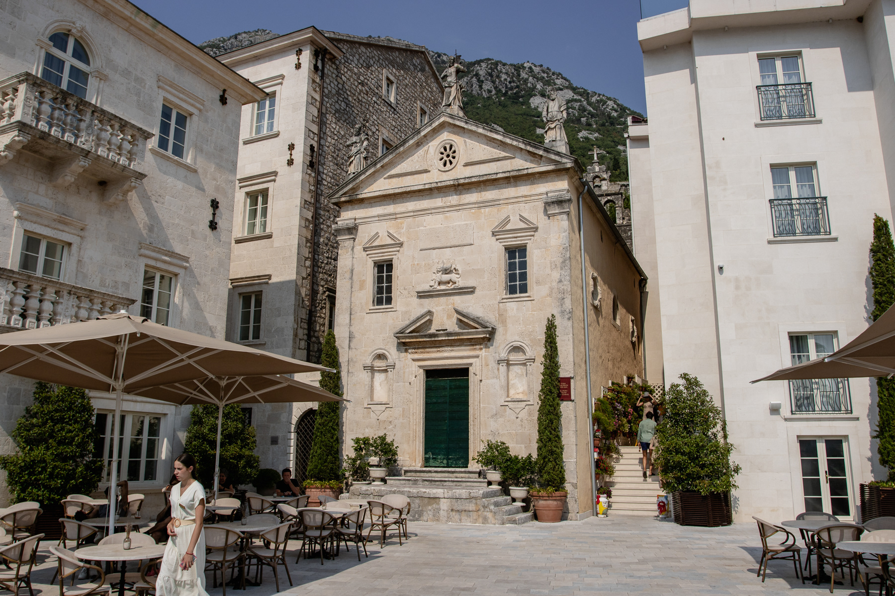 One of the small squares in Perast.