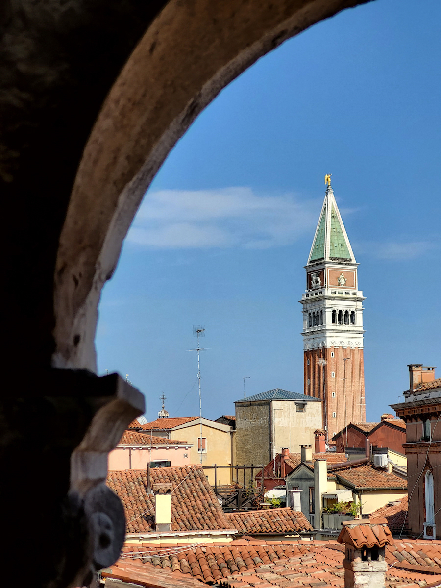 Rooftops and church tower of Venice.