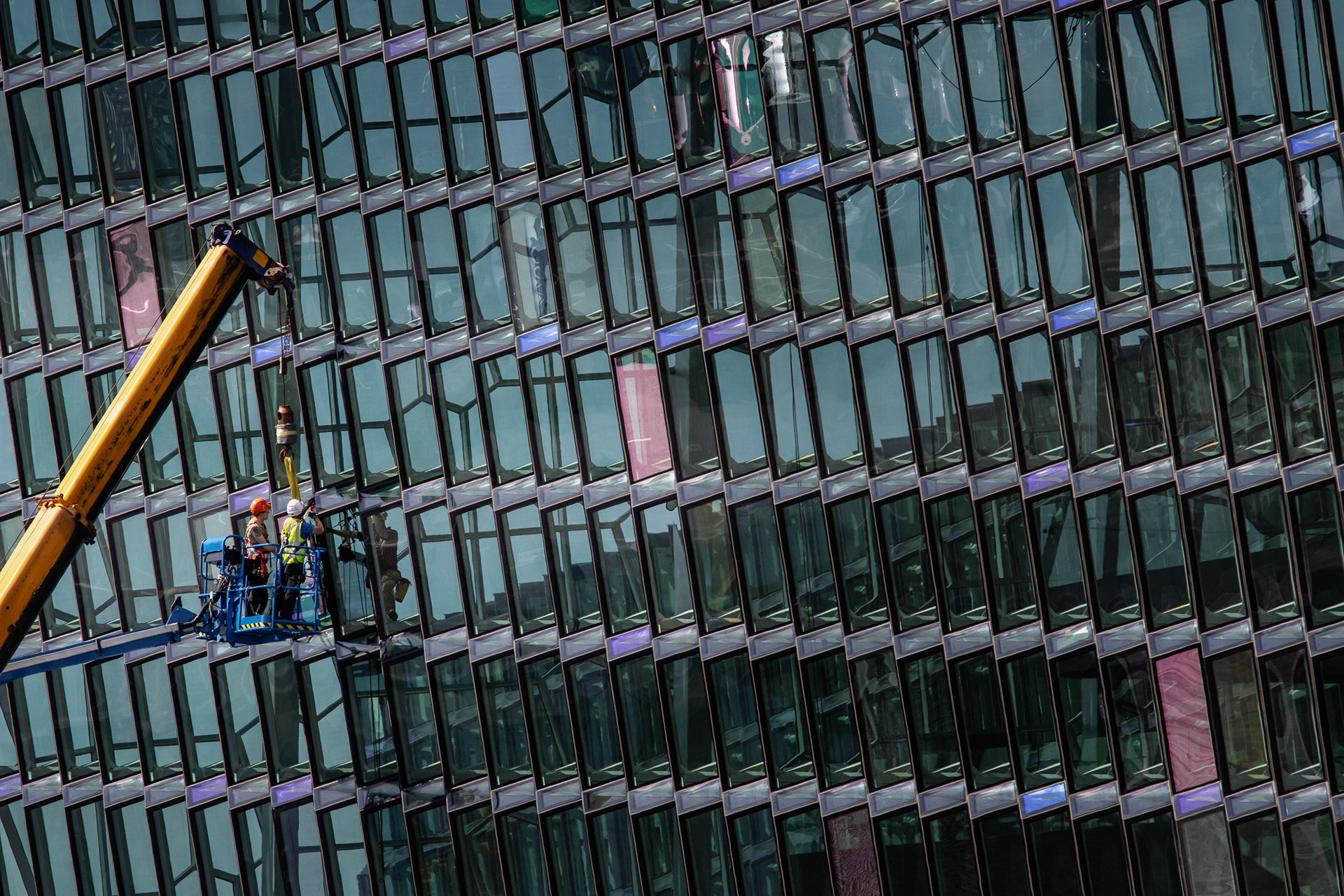 Window replacement at the Harpa Concert Hall.