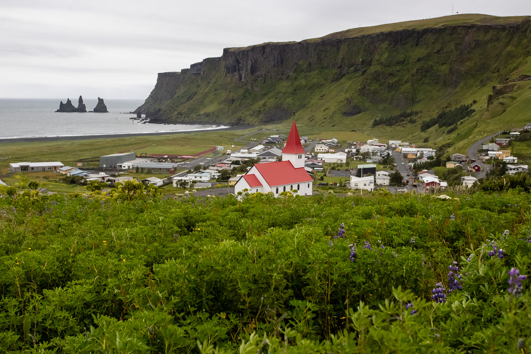 Vik's church on the hill overlooking the town.