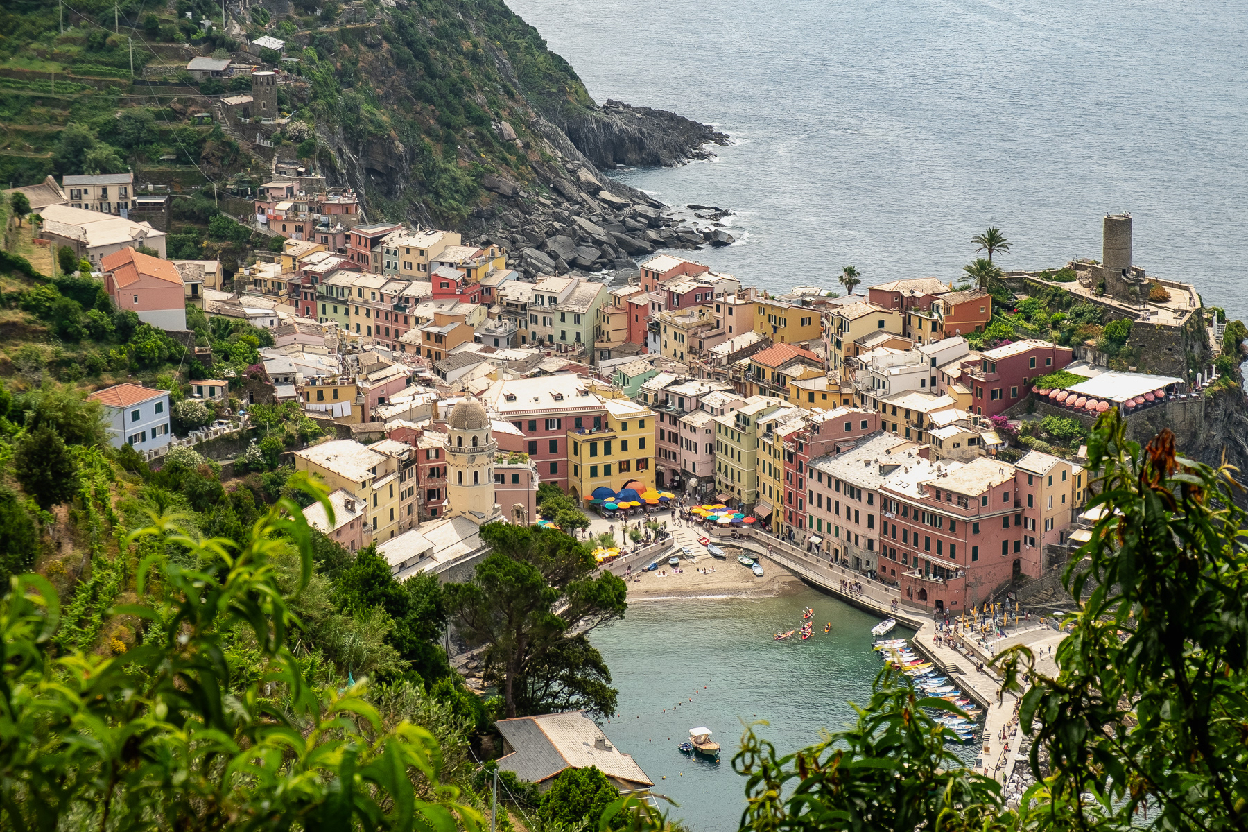 Corniglia, seen from the hills north of it.