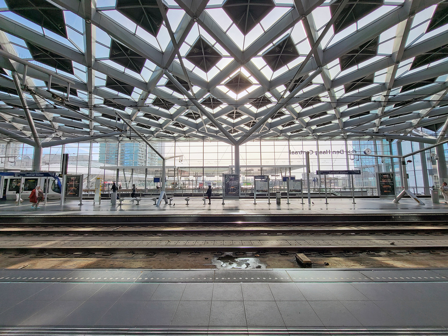 Den Haag CS seen from the tram station inside the terminal, one floor up, October 2024