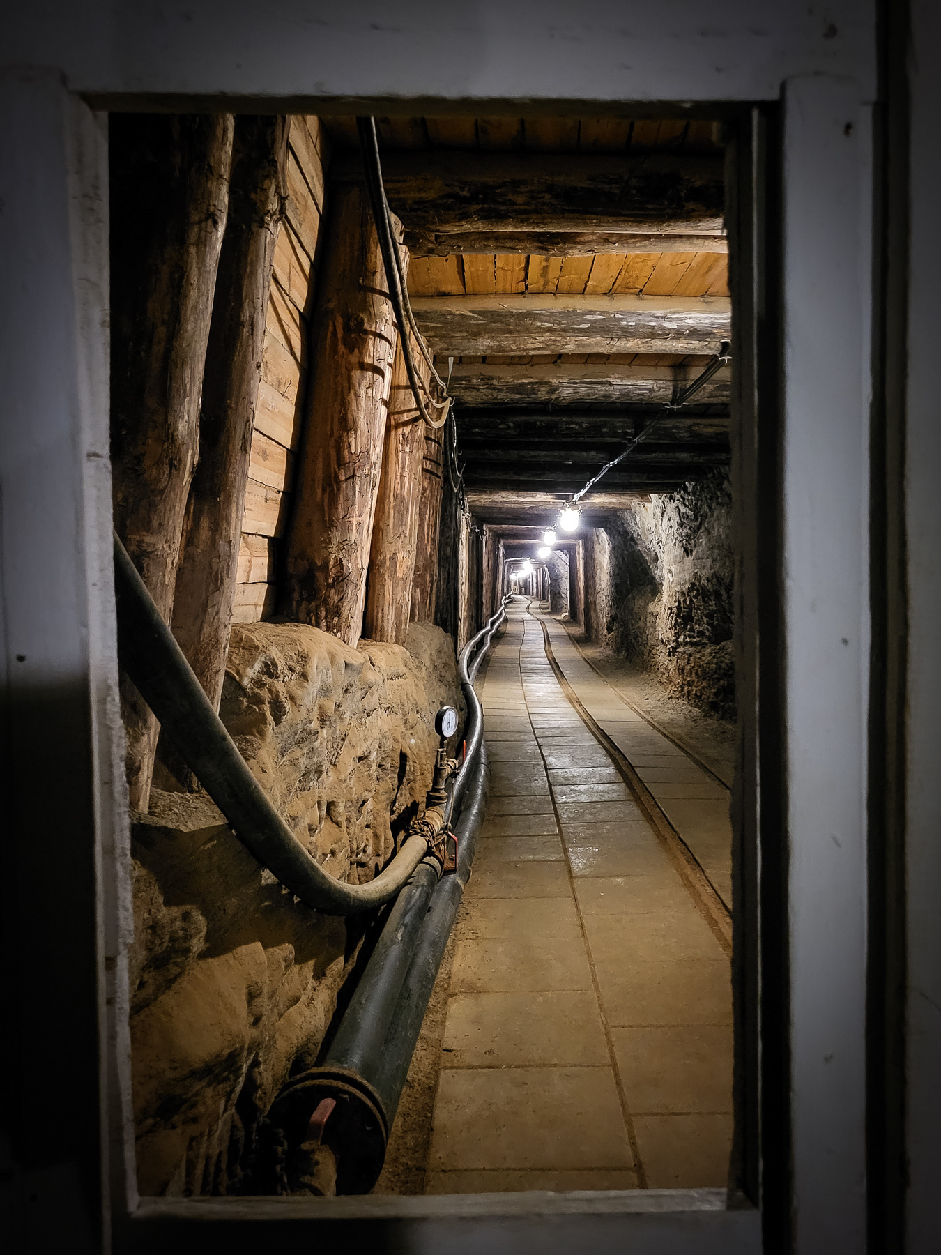 A closed off section of the still operational mine.