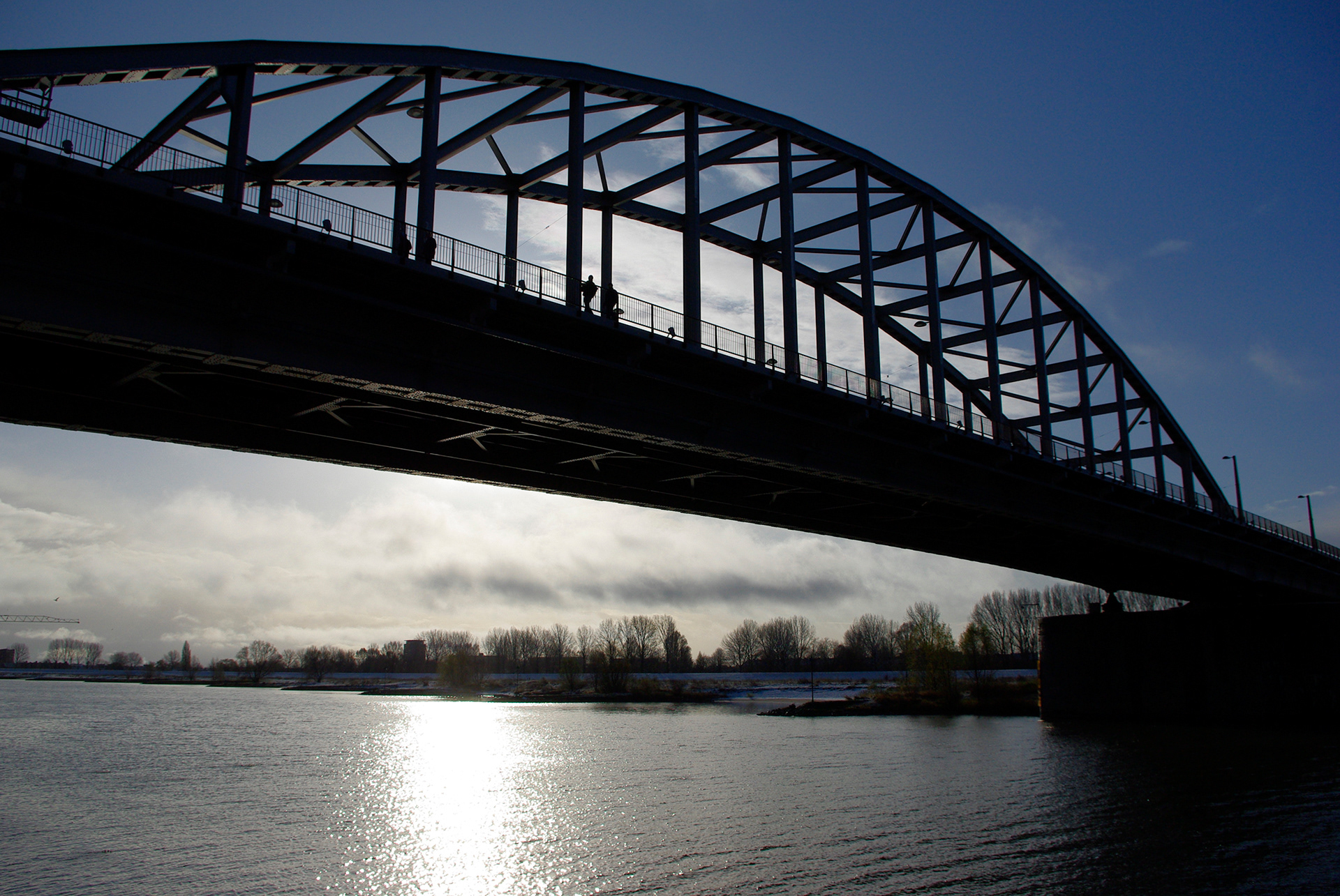 The John Frost Bridge at sunrise in Arnhem, the Netherlands