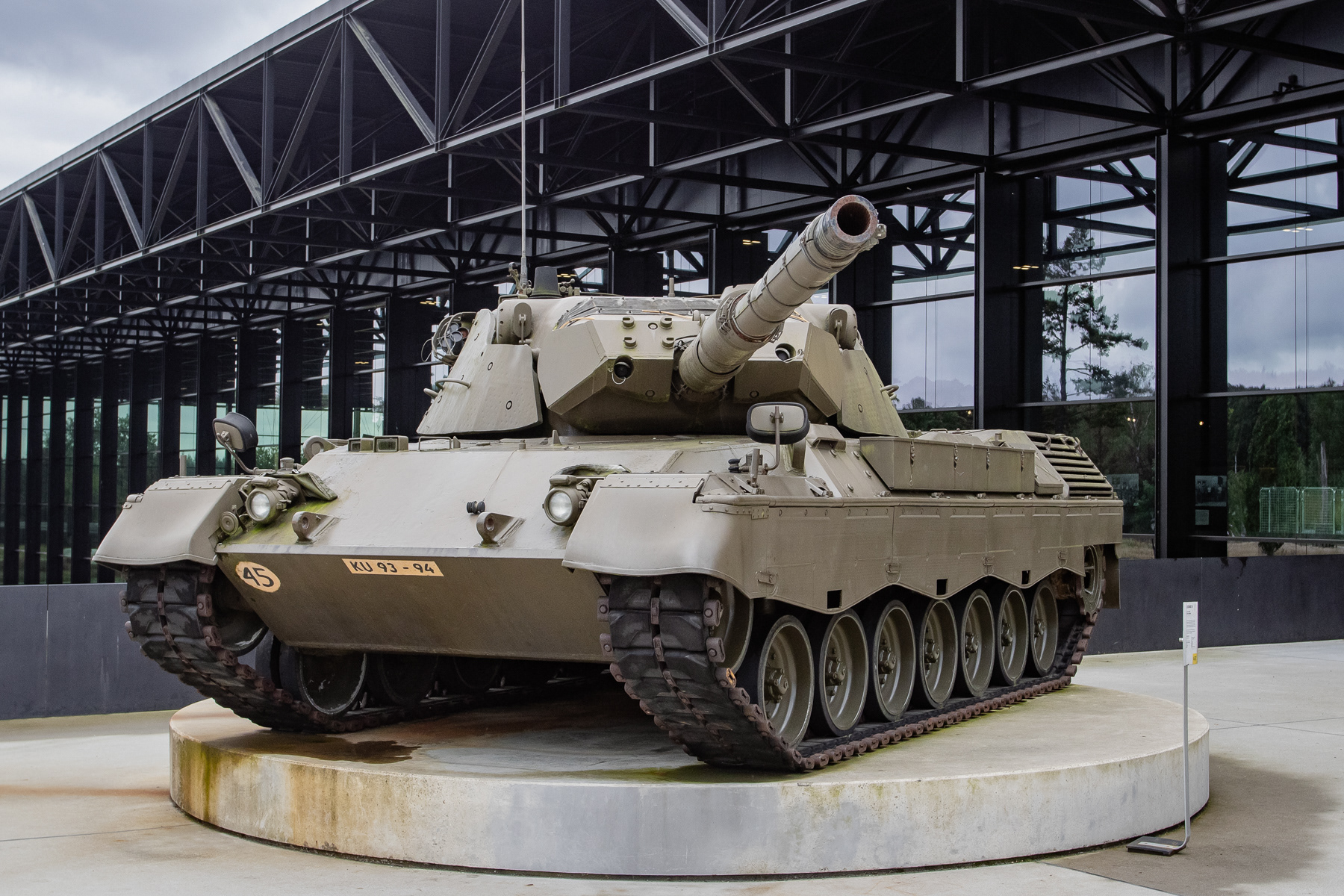 A Leopard 1 main battle tank as front door guard at the National Military Museum, Soesterberg, the Netherlands