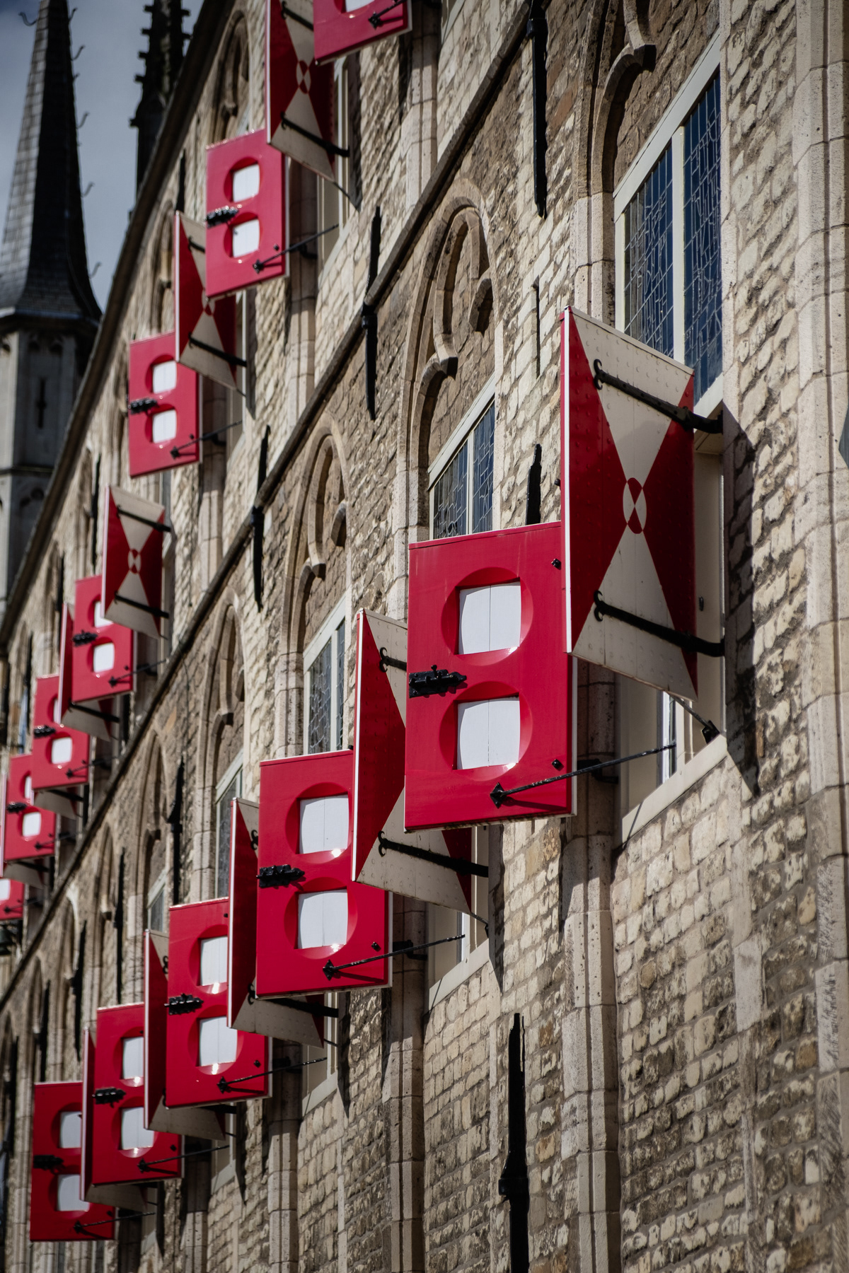 Shutters of the historic city hall.