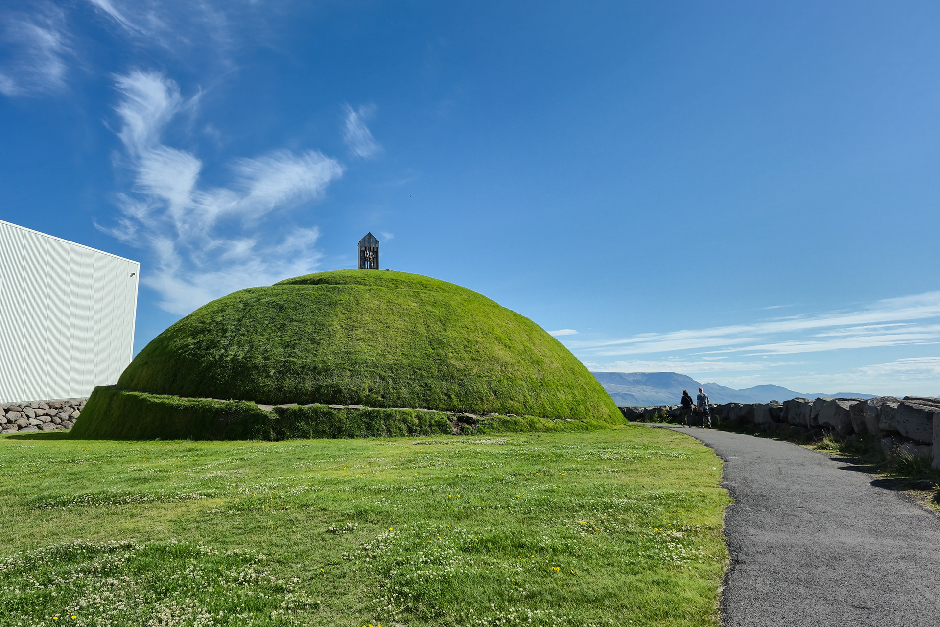 Þúfa, the small hill that was created by artist Ólöf Norda, harbour area.