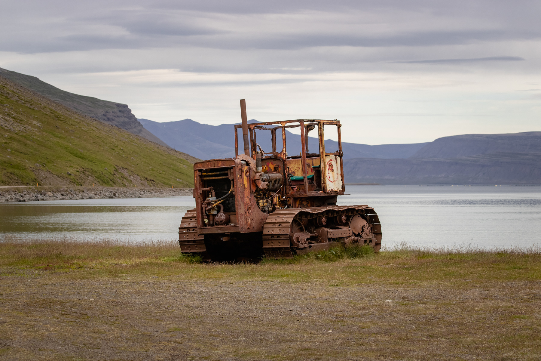 The Patreksfjörður is a great place to spot "retro" objects, such as this rusty tracked tractor.