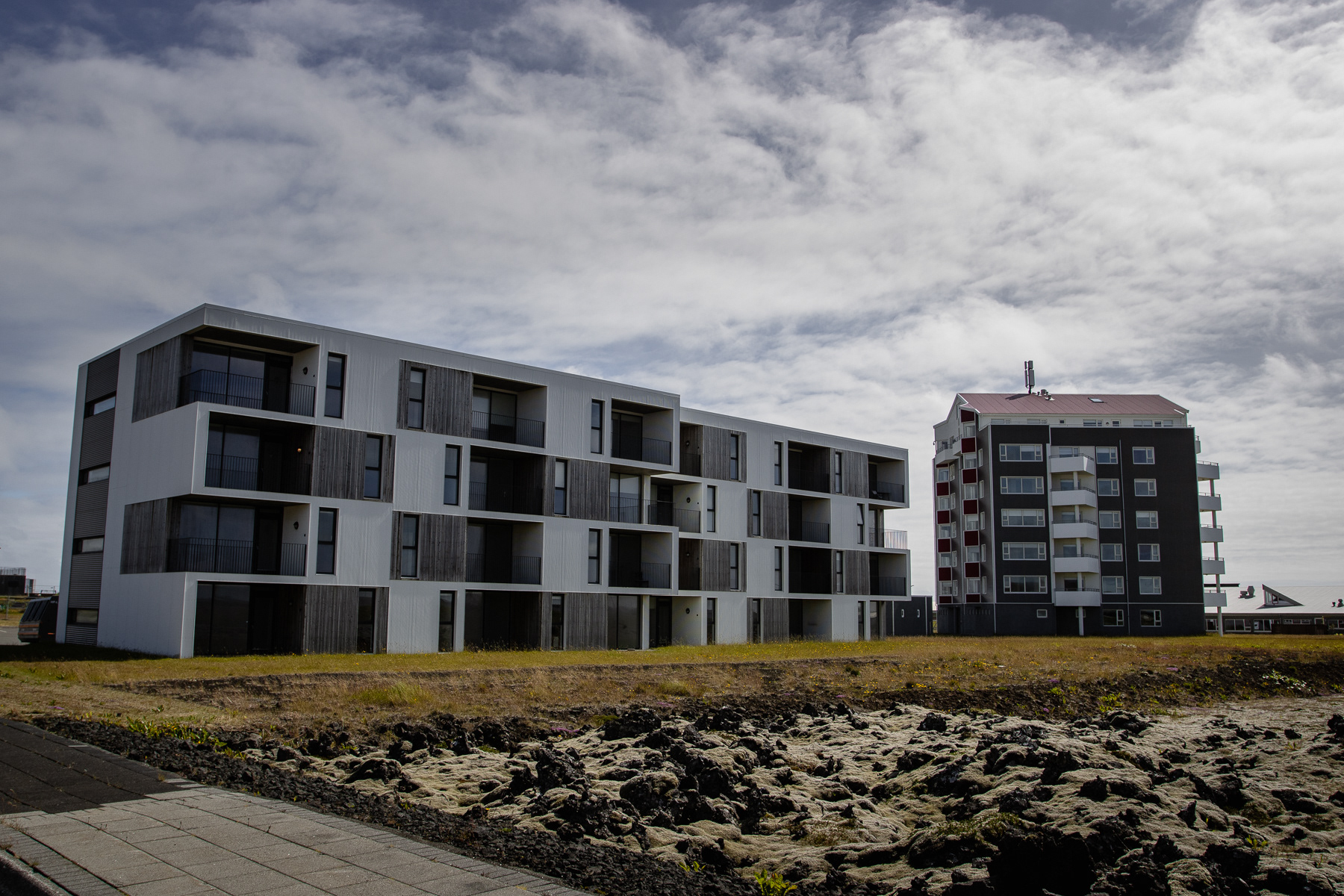 Completely empty apartment buildings.