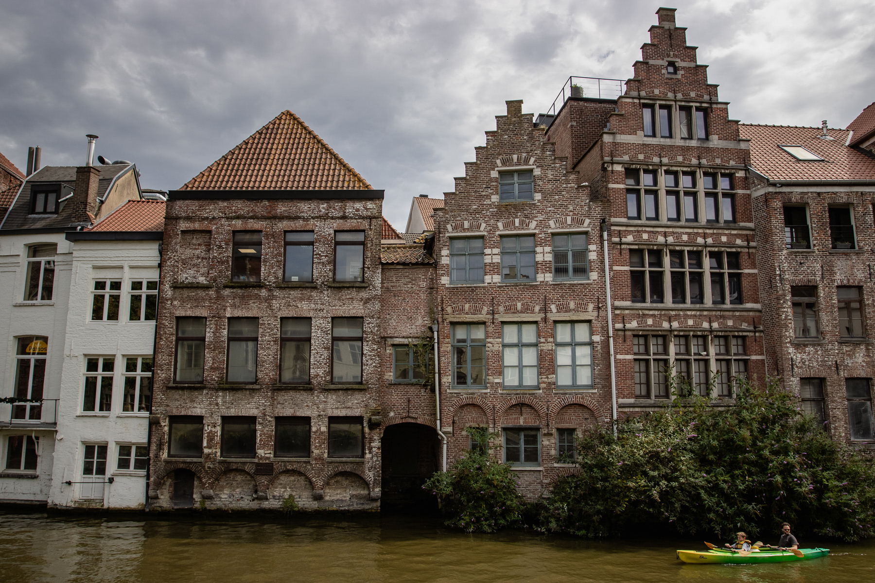 Historic buildings on the river Leie