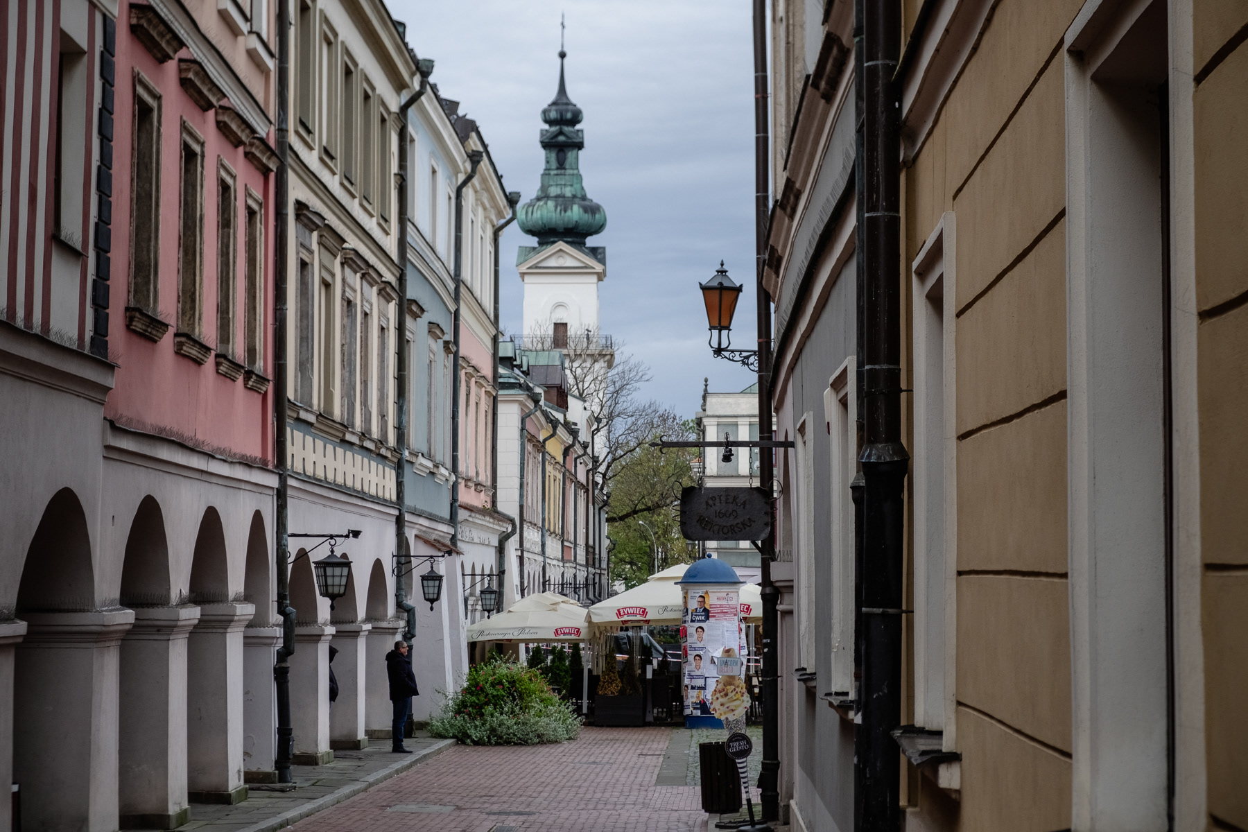 View towards the main square of Zamość.